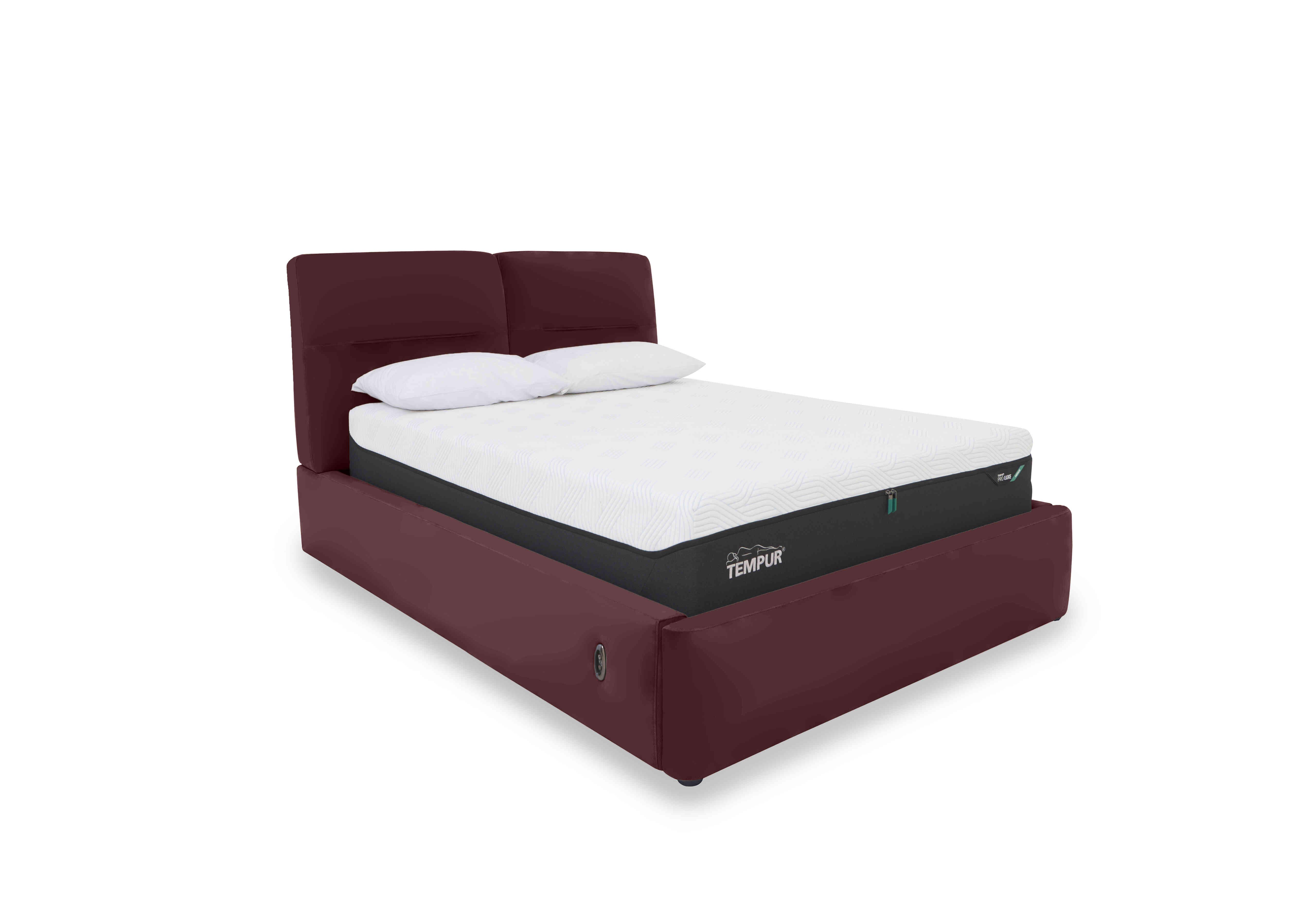 Stark Leather Electric Ottoman Bed Frame in Bv-035c Deep Red on Furniture Village