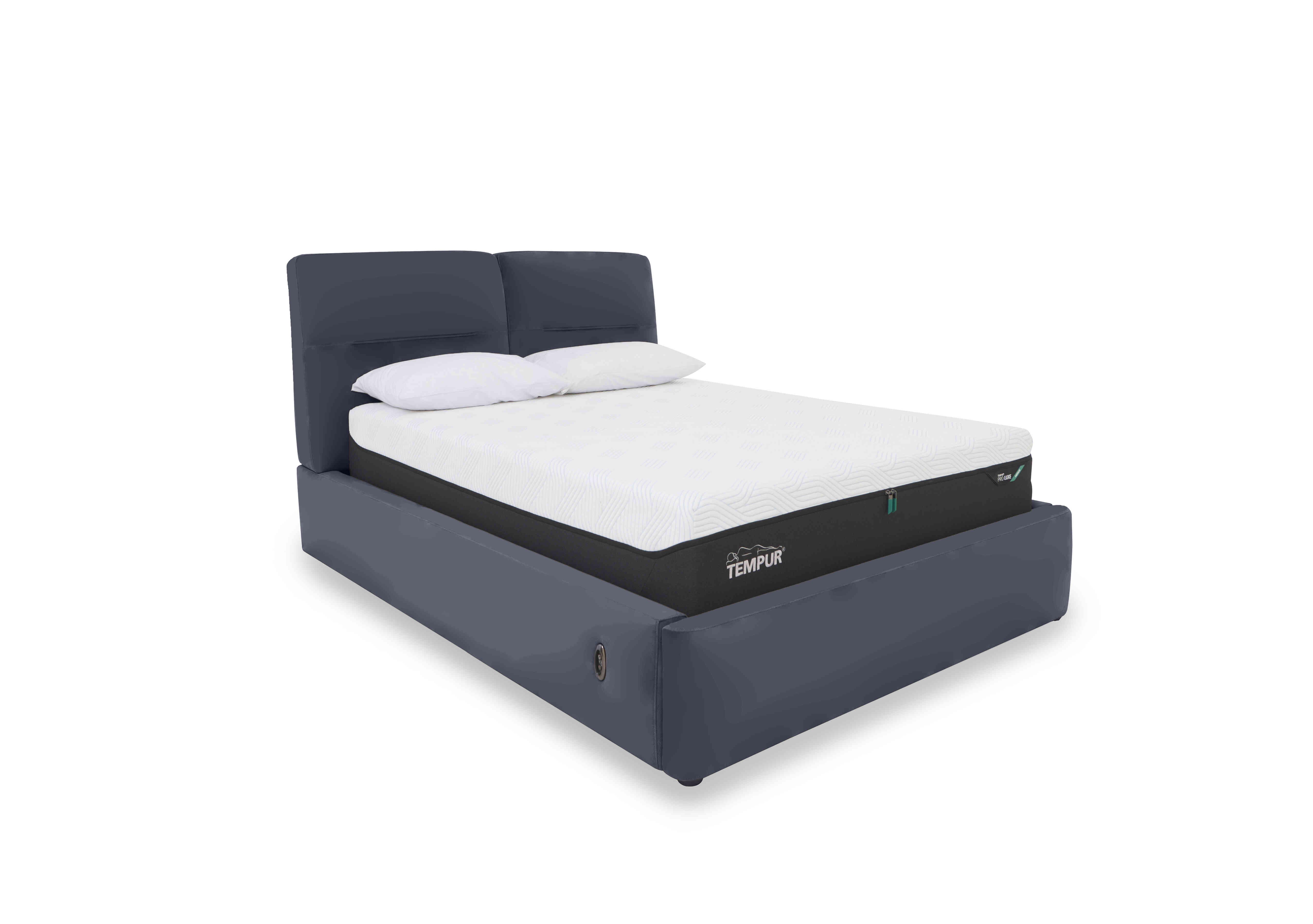Stark Leather Electric Ottoman Bed Frame in Bv-313e Ocean Blue on Furniture Village