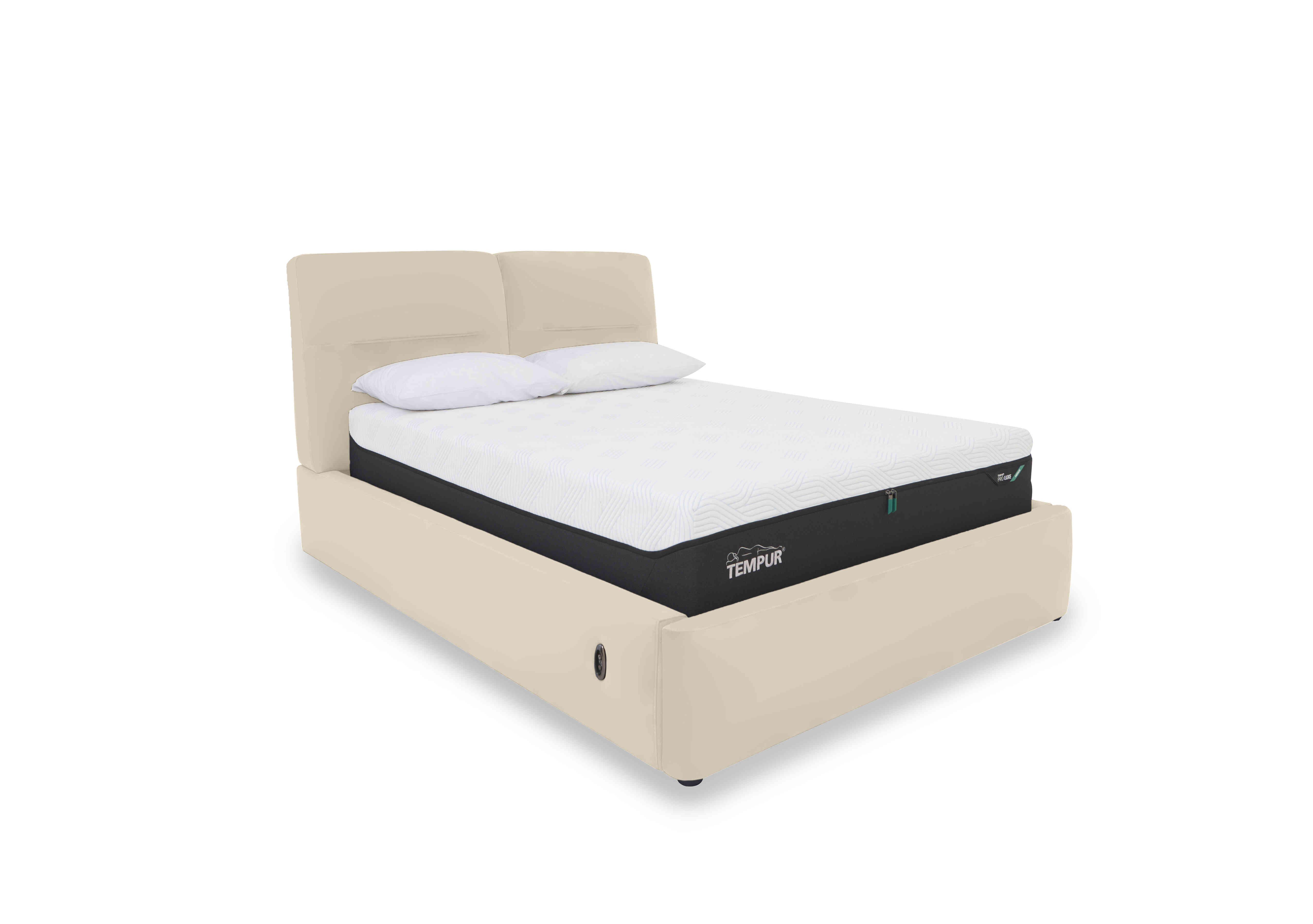 Stark Leather Electric Ottoman Bed Frame in Bv-862c Bisque on Furniture Village