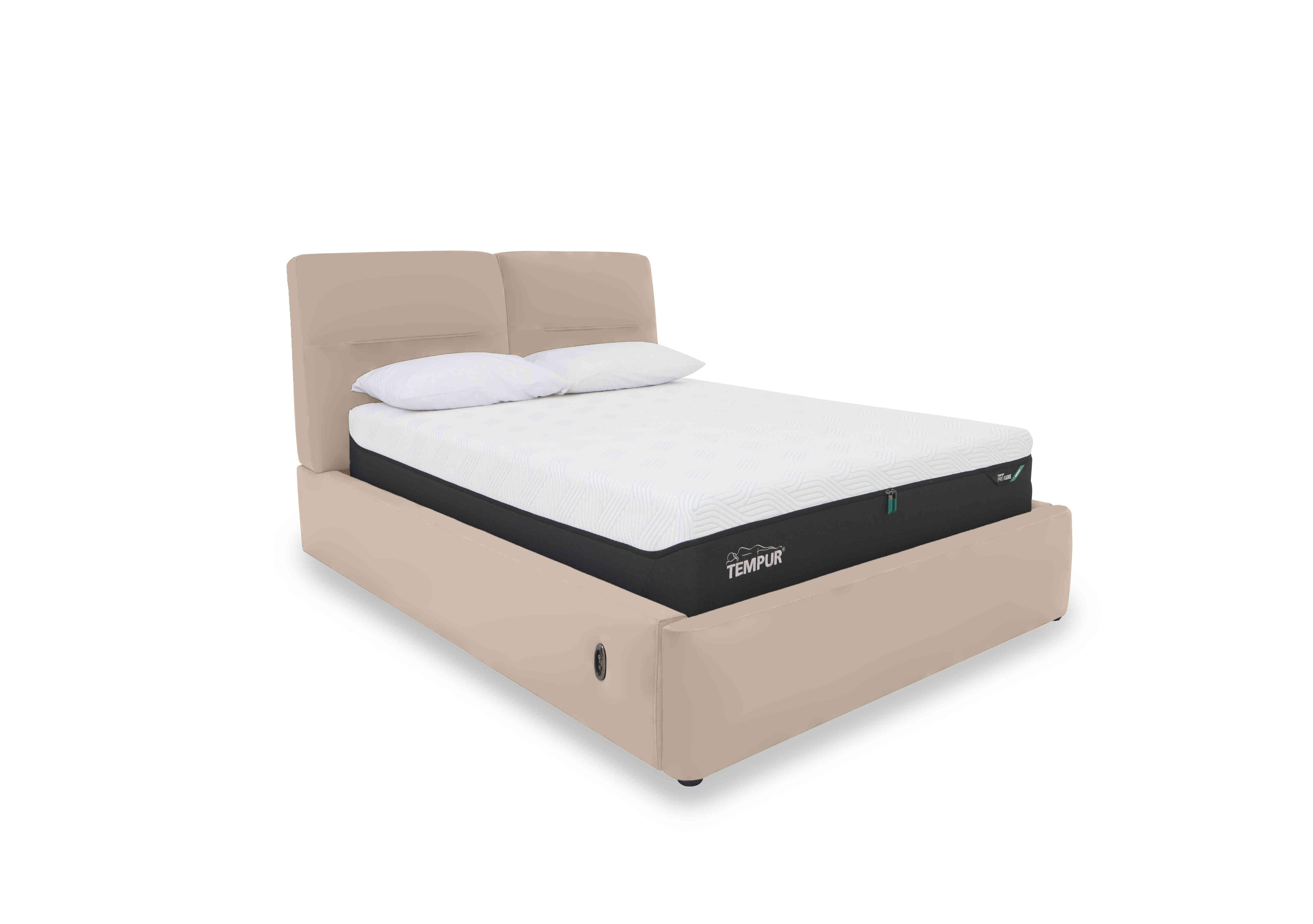 Stark Leather Electric Ottoman Bed Frame in Nc-039c Pebble on Furniture Village