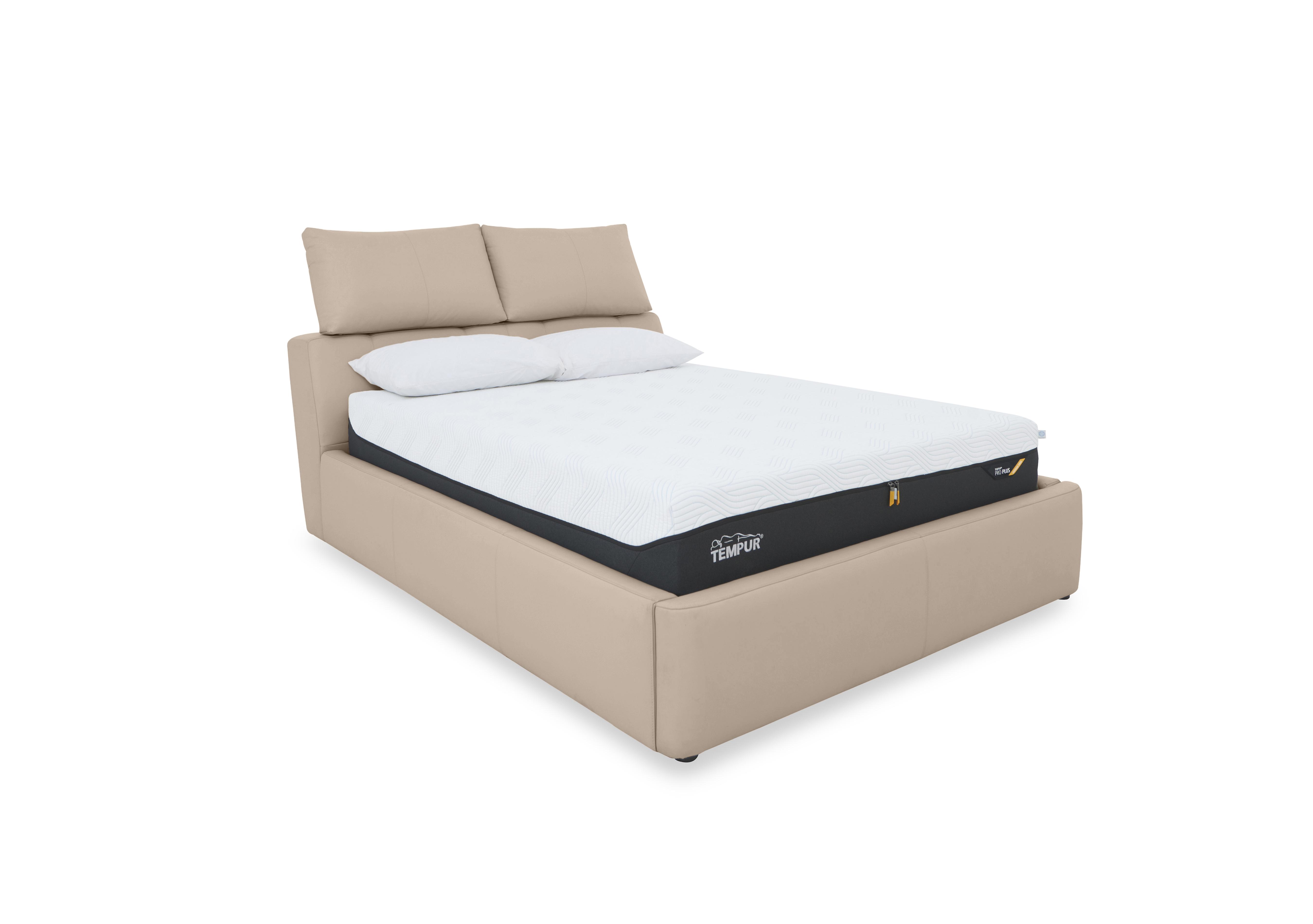 Tyrell Leather Manual Ottoman Bed Frame in Bv-039c Pebble on Furniture Village