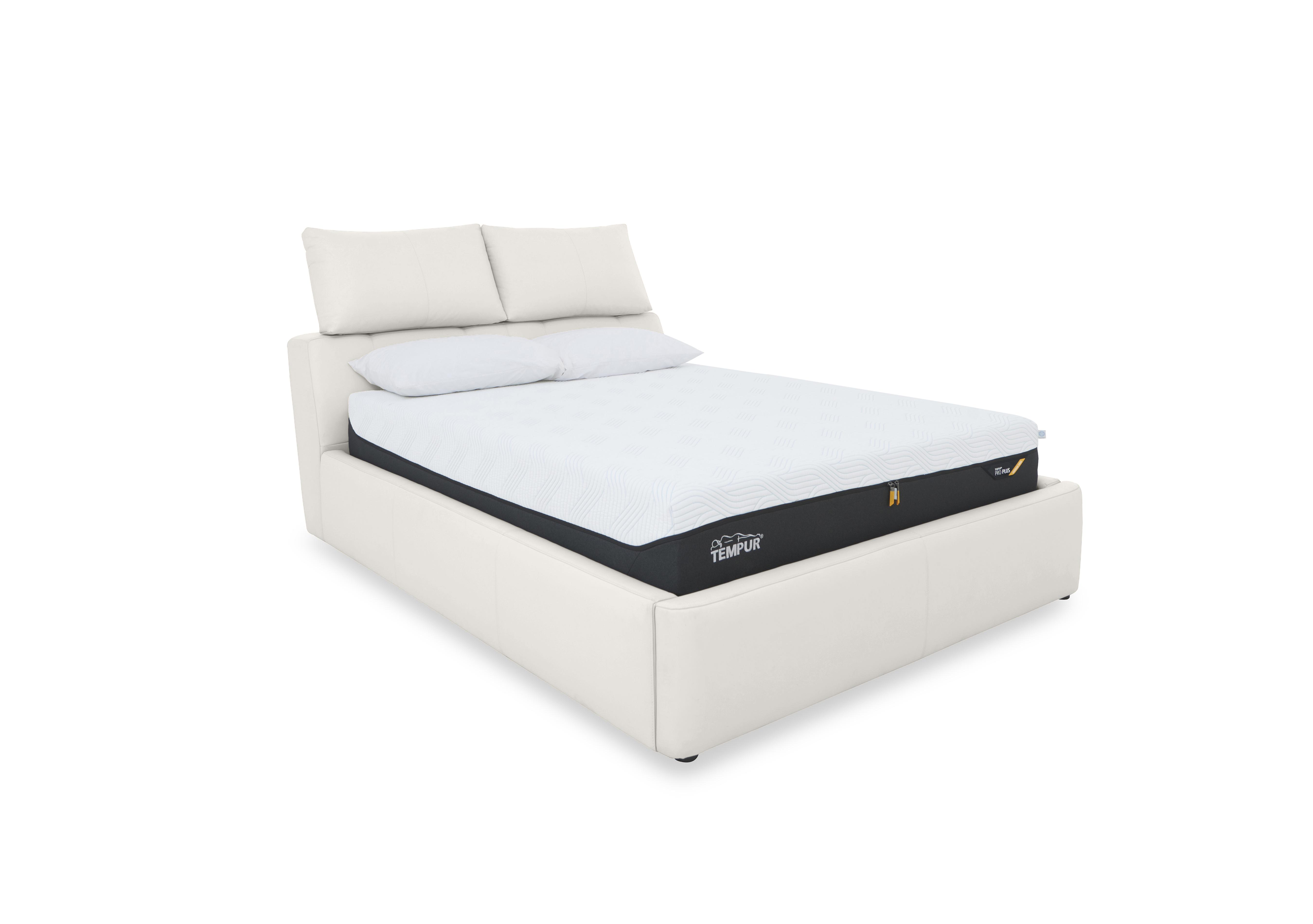 Tyrell Leather Manual Ottoman Bed Frame in Bv-156e Frost on Furniture Village