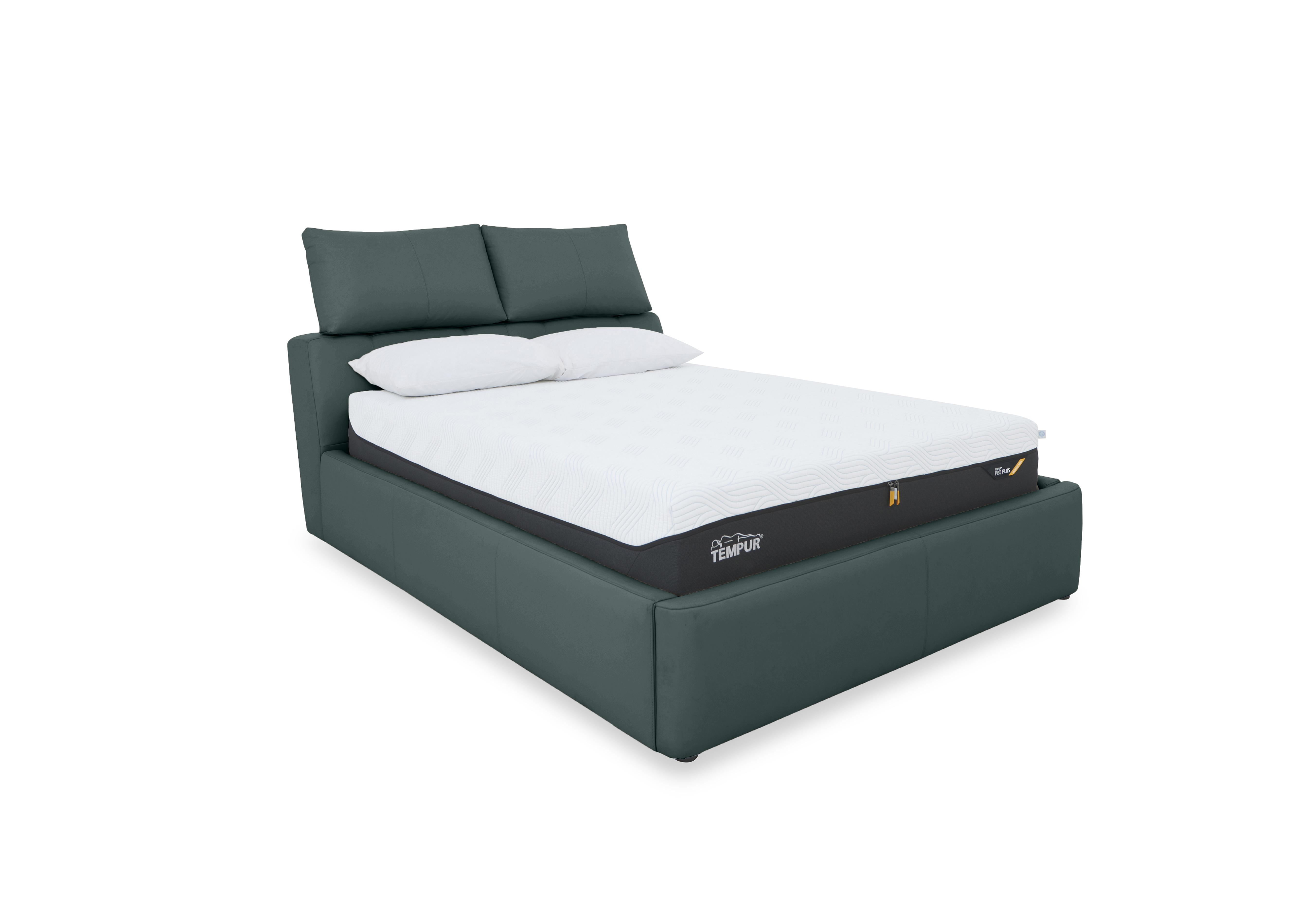 Tyrell Leather Manual Ottoman Bed Frame in Bv-301e Lake Green on Furniture Village