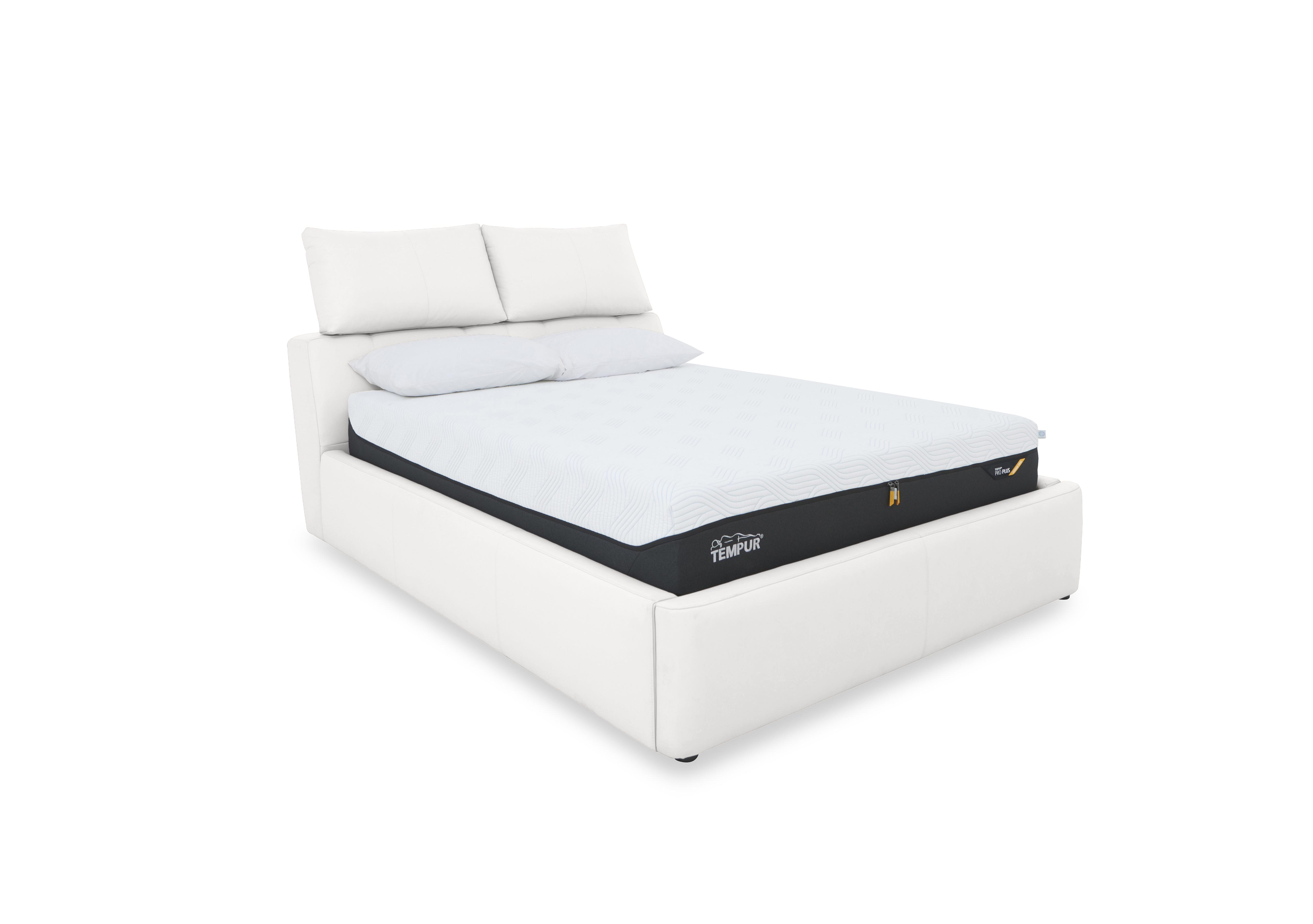 Tyrell Leather Manual Ottoman Bed Frame in Bv-744d Star White on Furniture Village