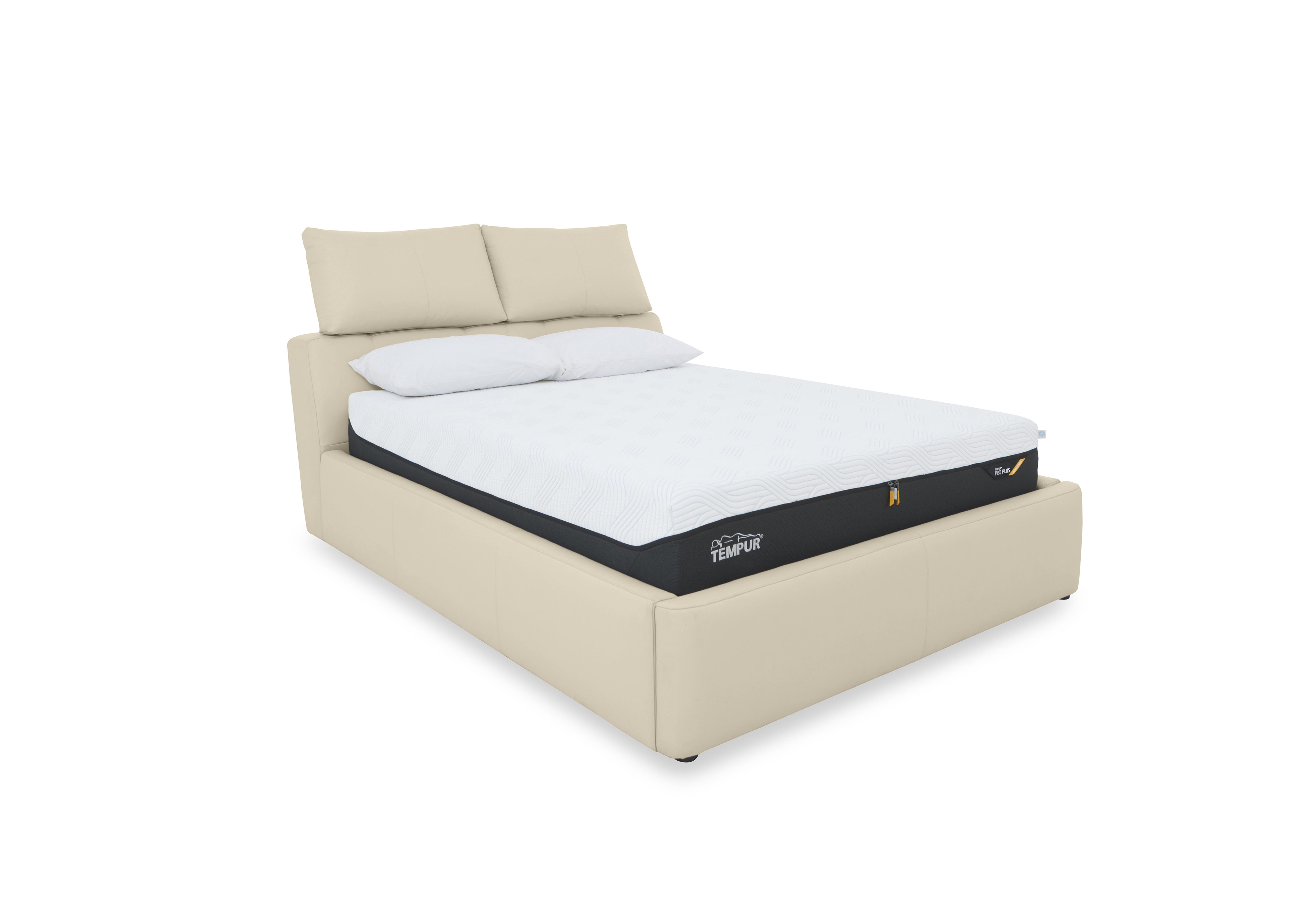 Tyrell Leather Manual Ottoman Bed Frame in Bv-862c Bisque on Furniture Village
