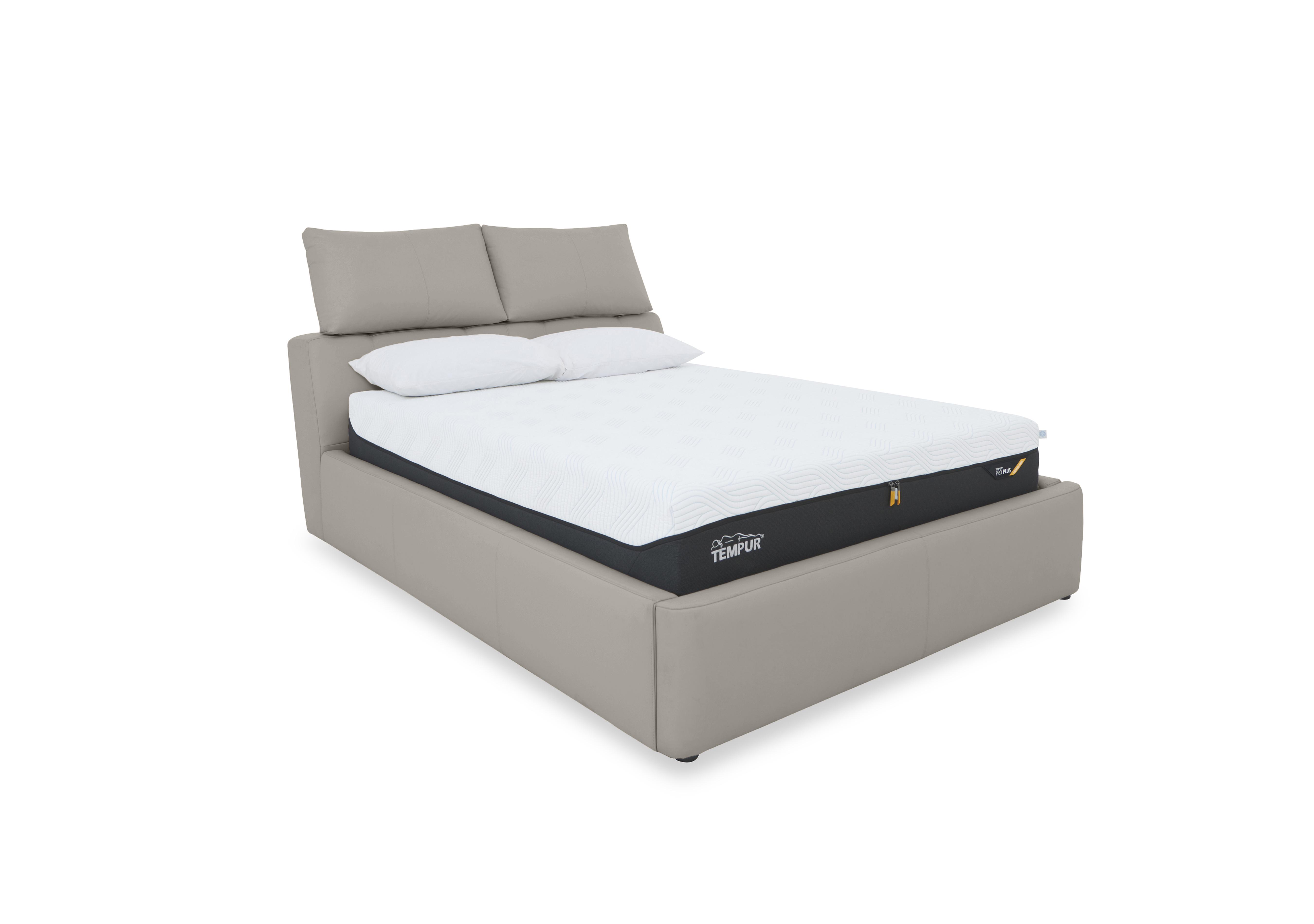 Tyrell Leather Manual Ottoman Bed Frame in Bv-946b Silver Grey on Furniture Village