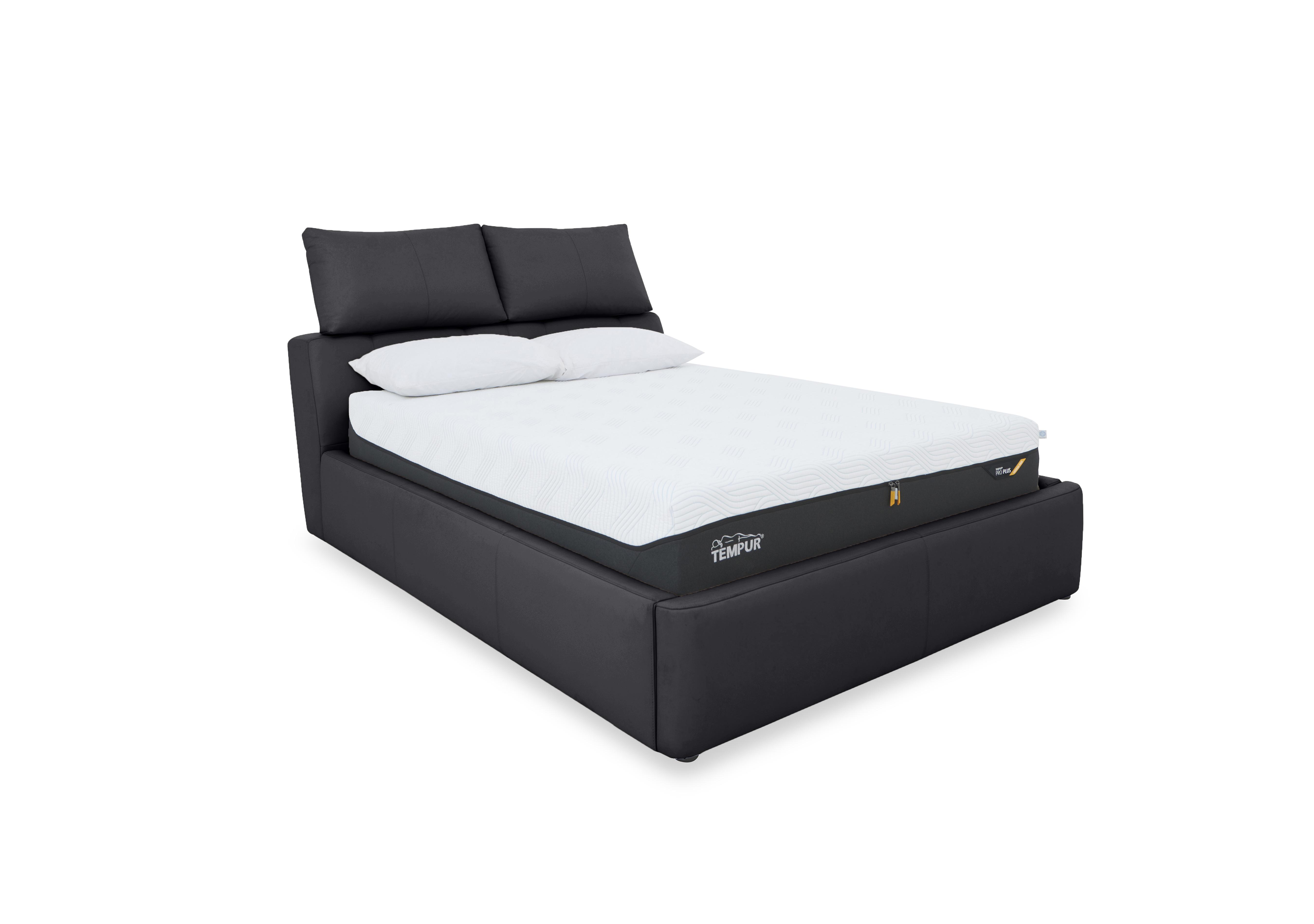 Tyrell Leather Manual Ottoman Bed Frame in Hw-887c Black on Furniture Village