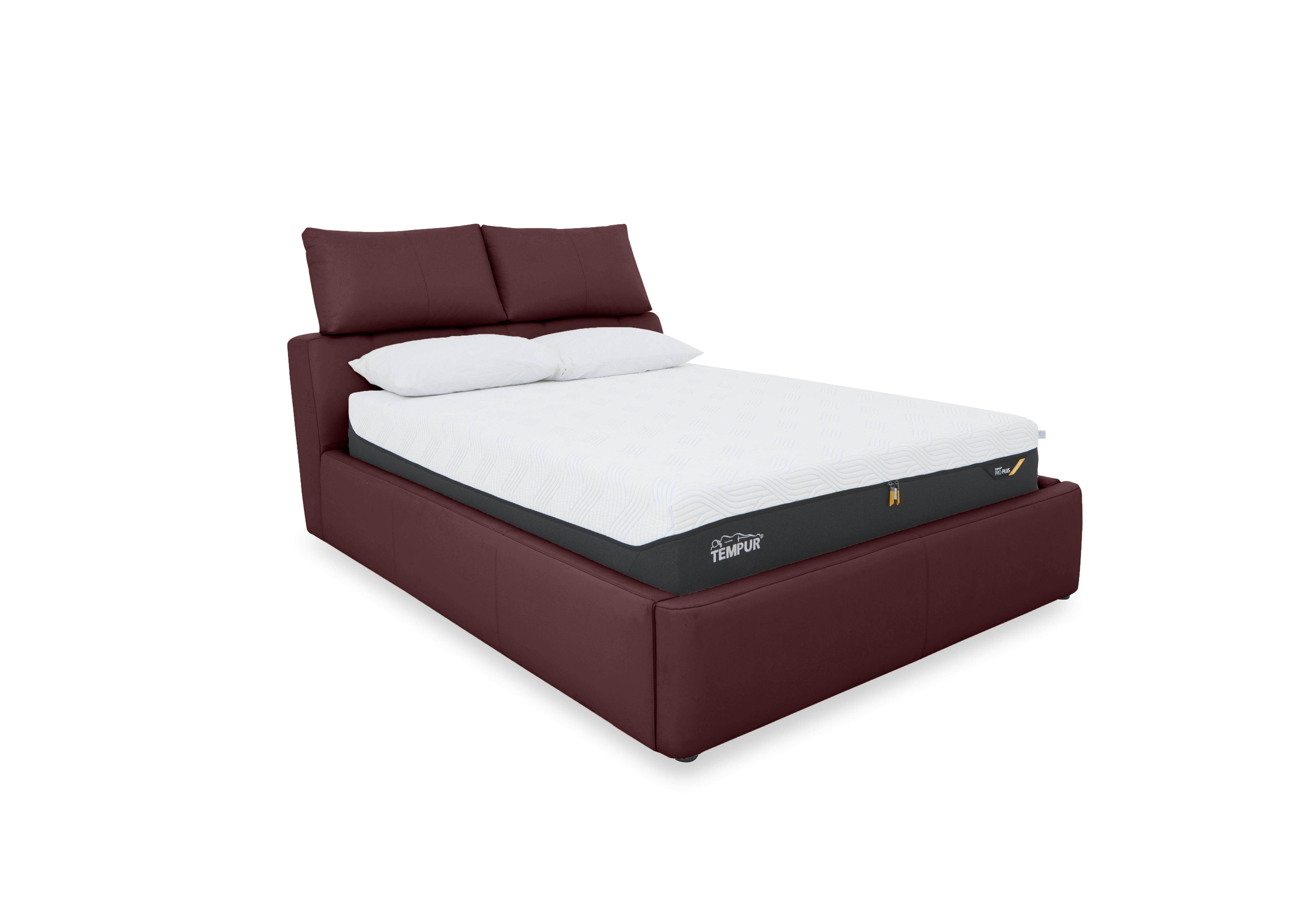 Tyrell Leather Manual Ottoman Bed Frame in Nc-035c Deep Red on Furniture Village