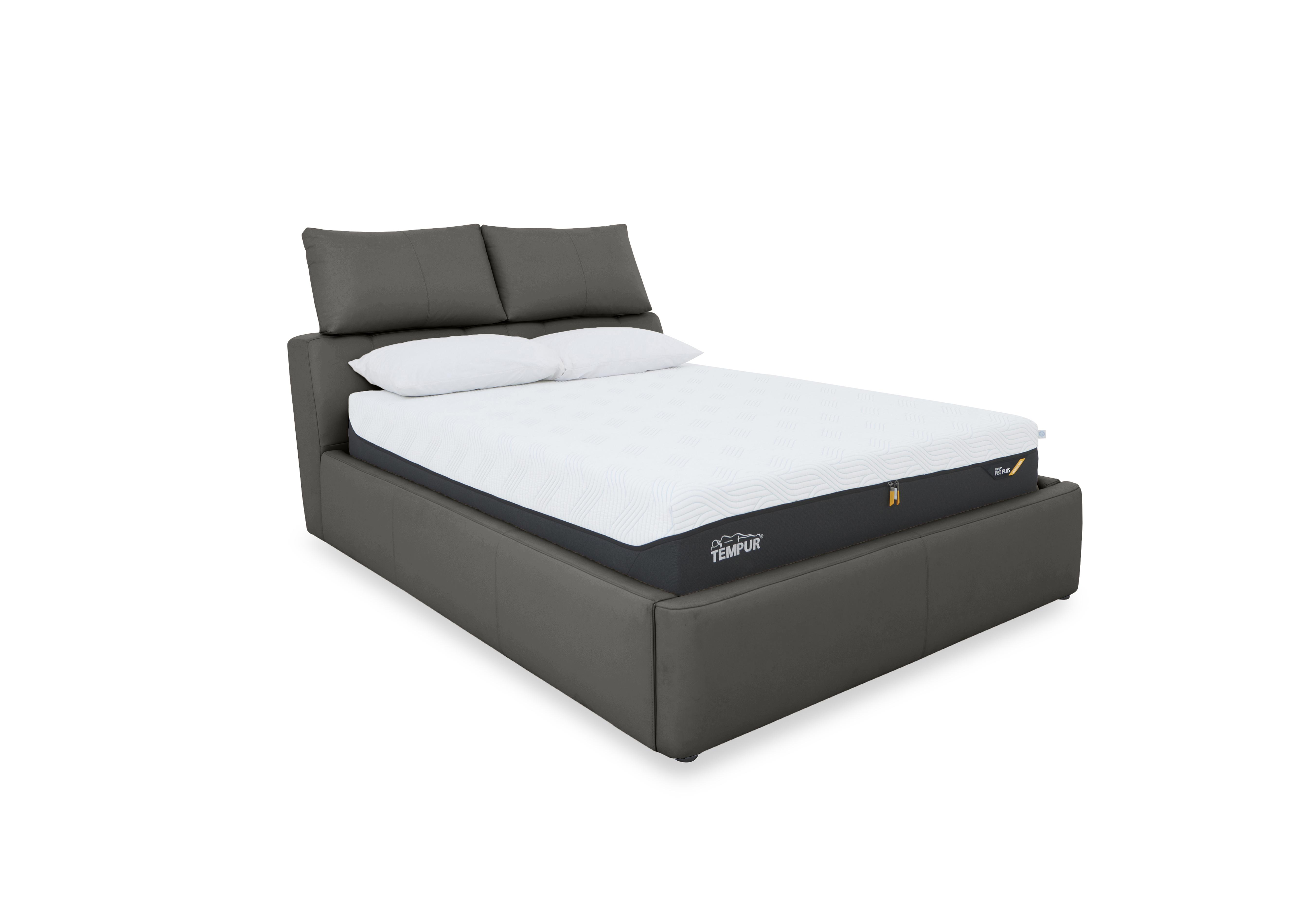 Tyrell Leather Manual Ottoman Bed Frame in Nc-088e Charcoal Grey on Furniture Village
