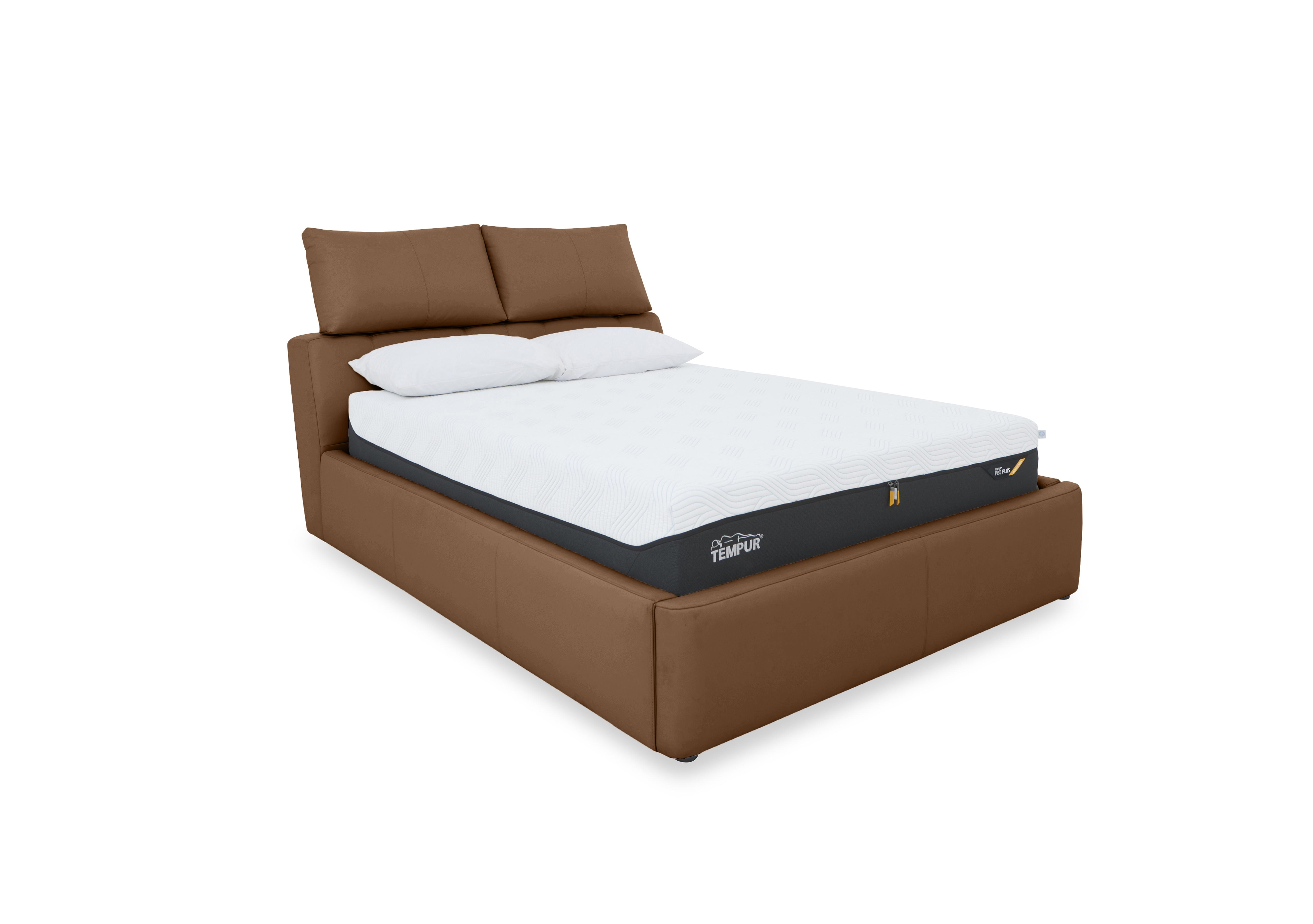 Tyrell Leather Manual Ottoman Bed Frame in Nw-334e Pecan on Furniture Village