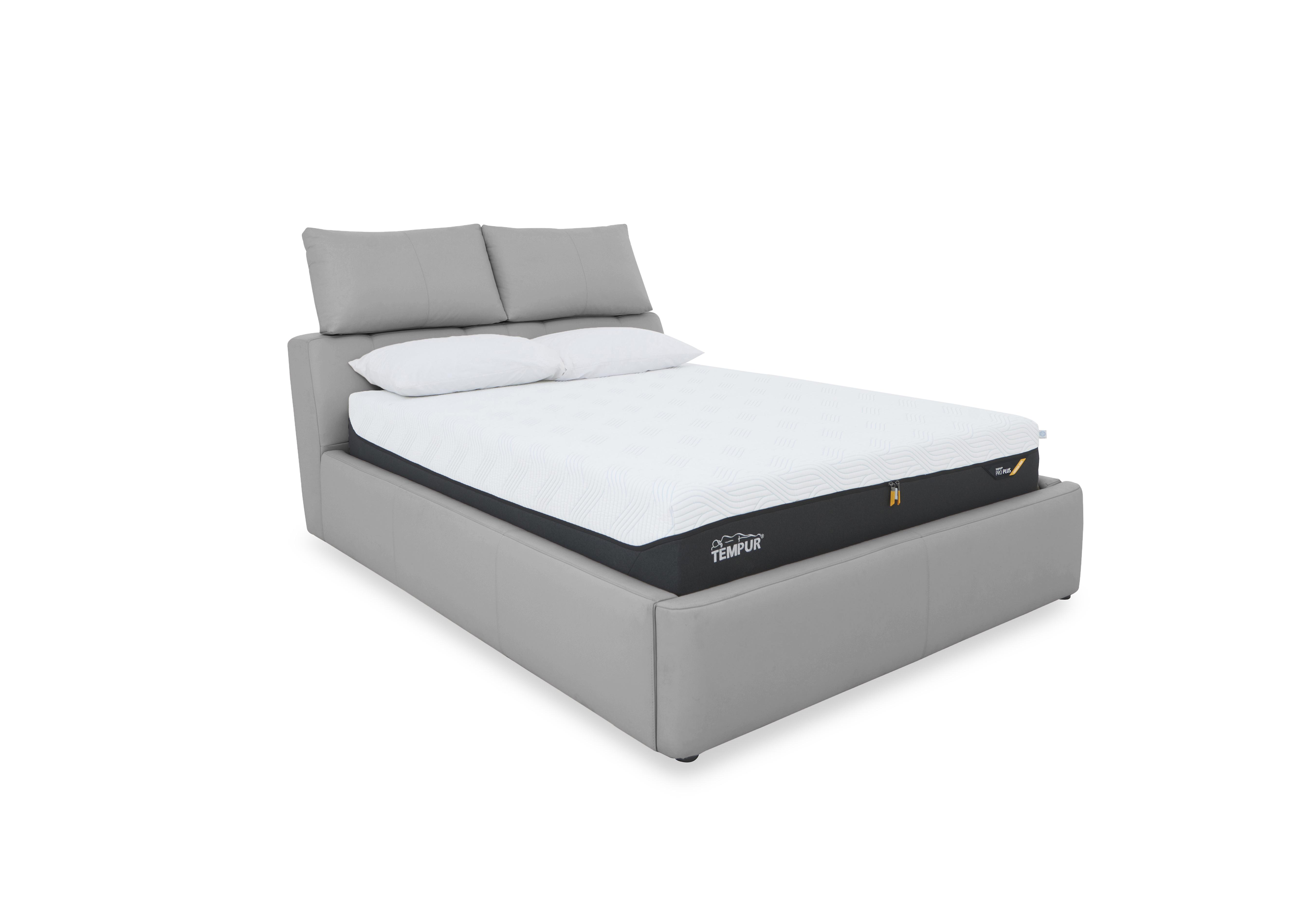 Tyrell Leather Manual Ottoman Bed Frame in Nw-516e Light Grey on Furniture Village