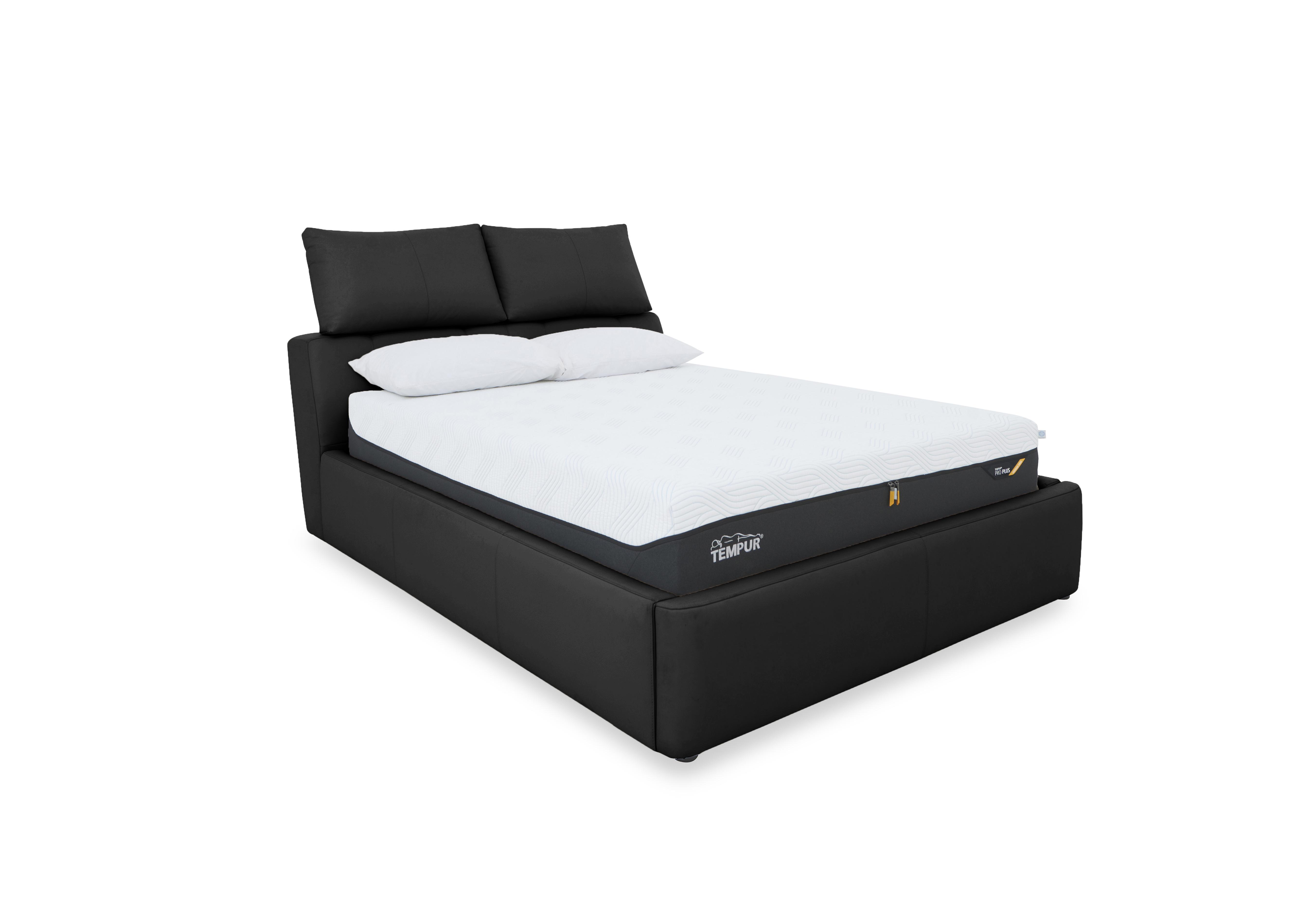 Tyrell Leather Manual Ottoman Bed Frame in Nw-520e Black on Furniture Village