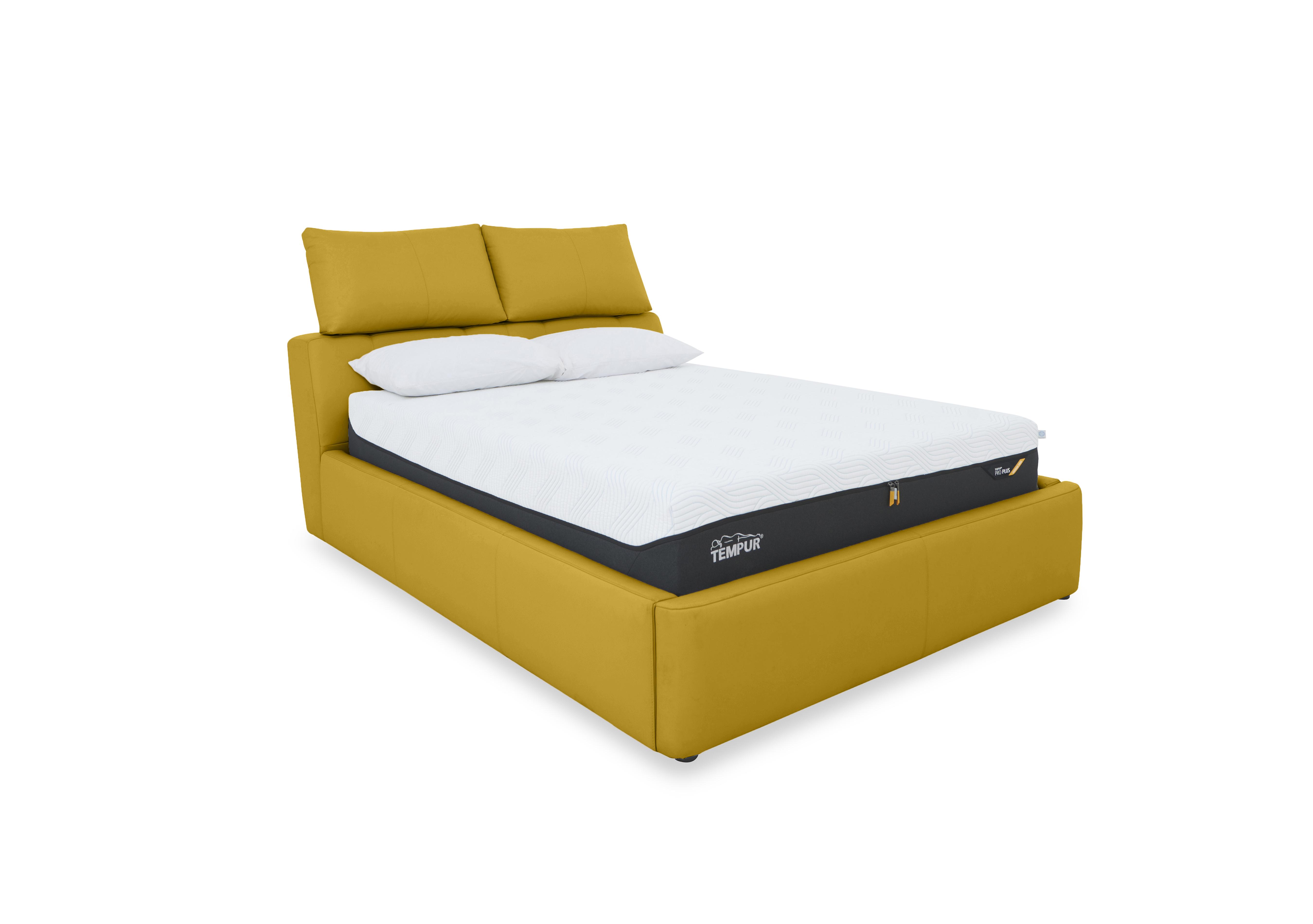 Tyrell Leather Manual Ottoman Bed Frame in Nw-663e Yellow on Furniture Village