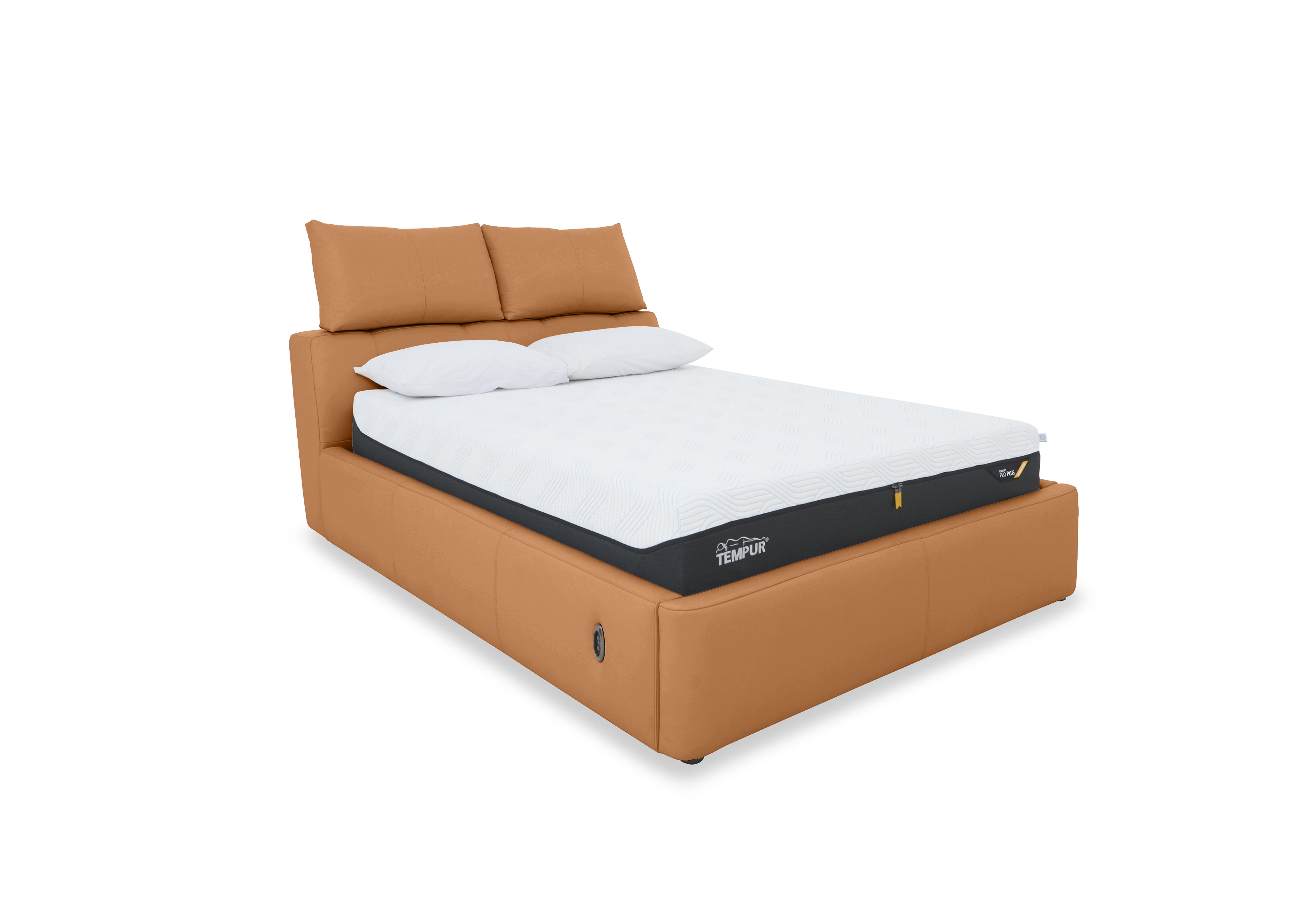 Tyrell Leather Electric Ottoman Bed Frame in Bv-335e Honey Yellow on Furniture Village