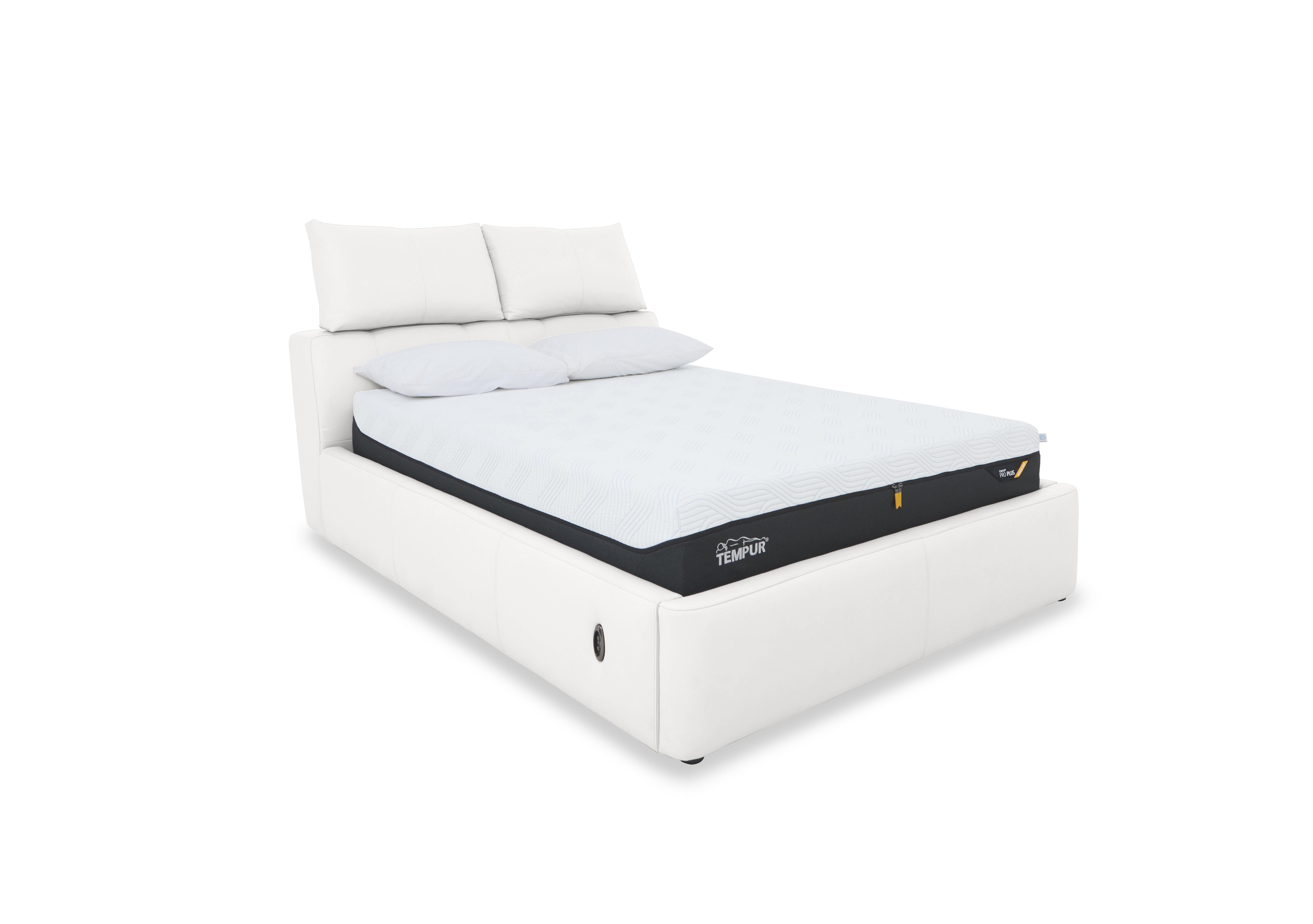 Tyrell Leather Electric Ottoman Bed Frame in Bv-744d Star White on Furniture Village