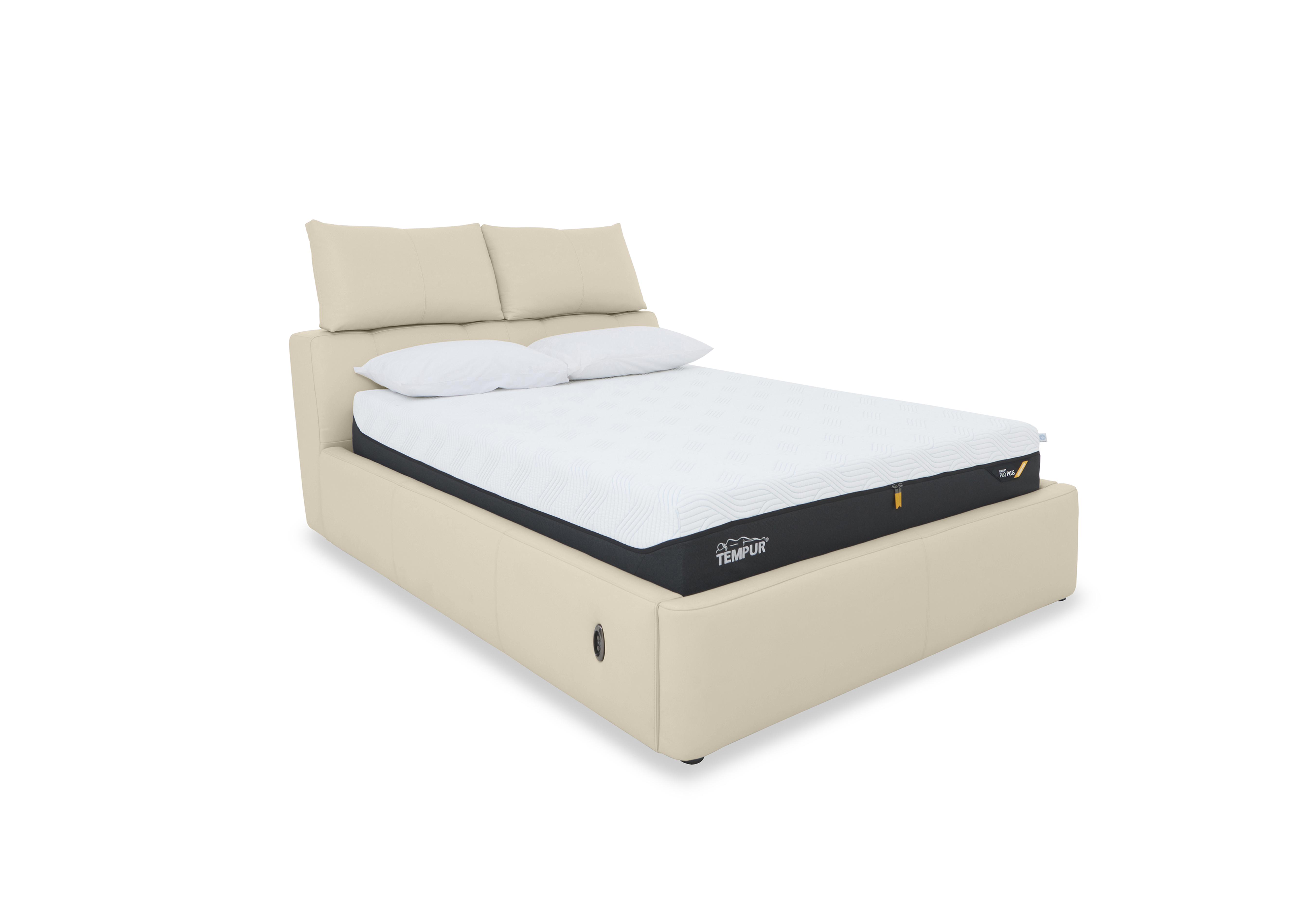 Tyrell Leather Electric Ottoman Bed Frame in Bv-862c Bisque on Furniture Village