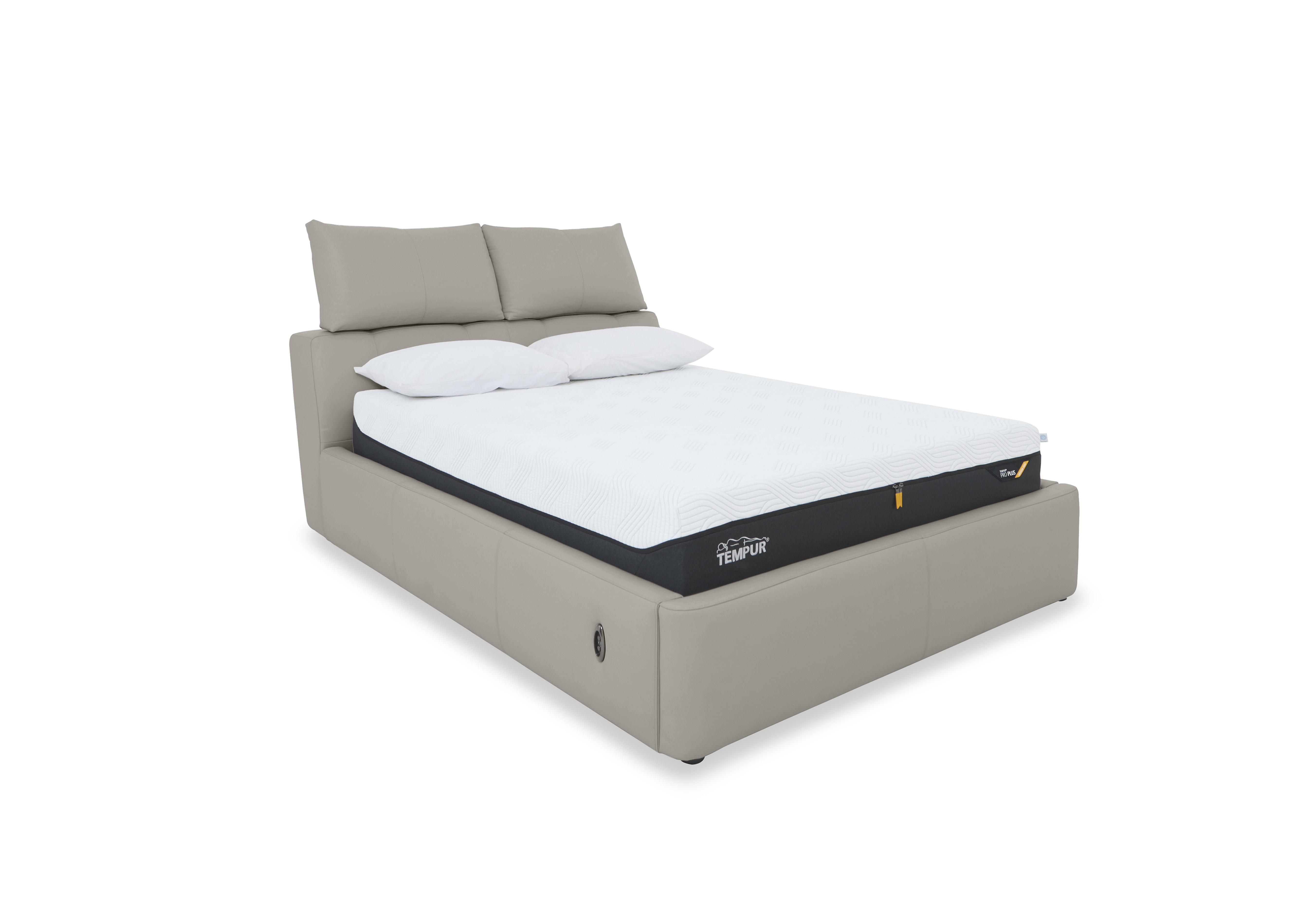 Tyrell Leather Electric Ottoman Bed Frame in Bv-946b Silver Grey on Furniture Village