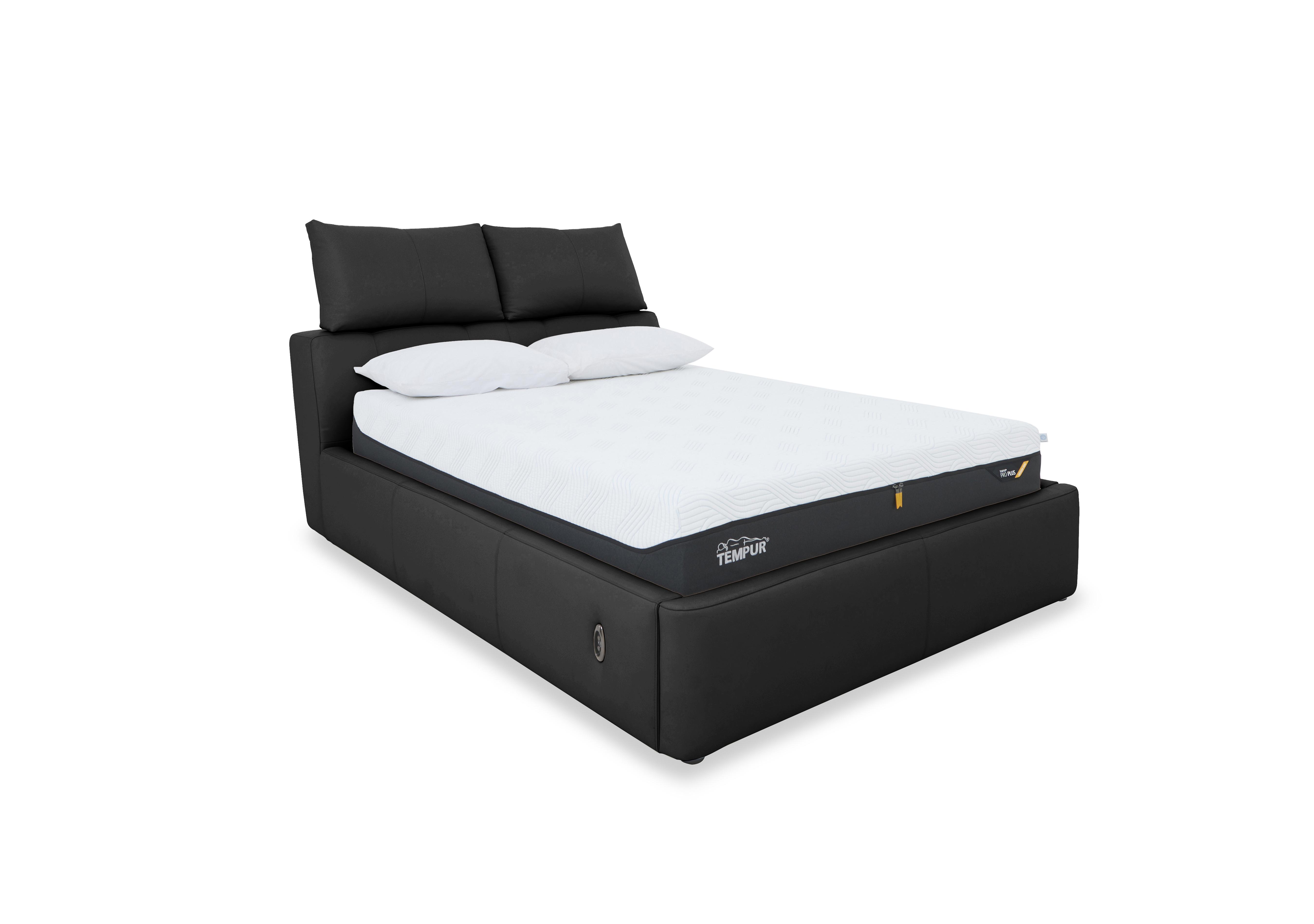 Tyrell Leather Electric Ottoman Bed Frame in Nc-023c Black on Furniture Village