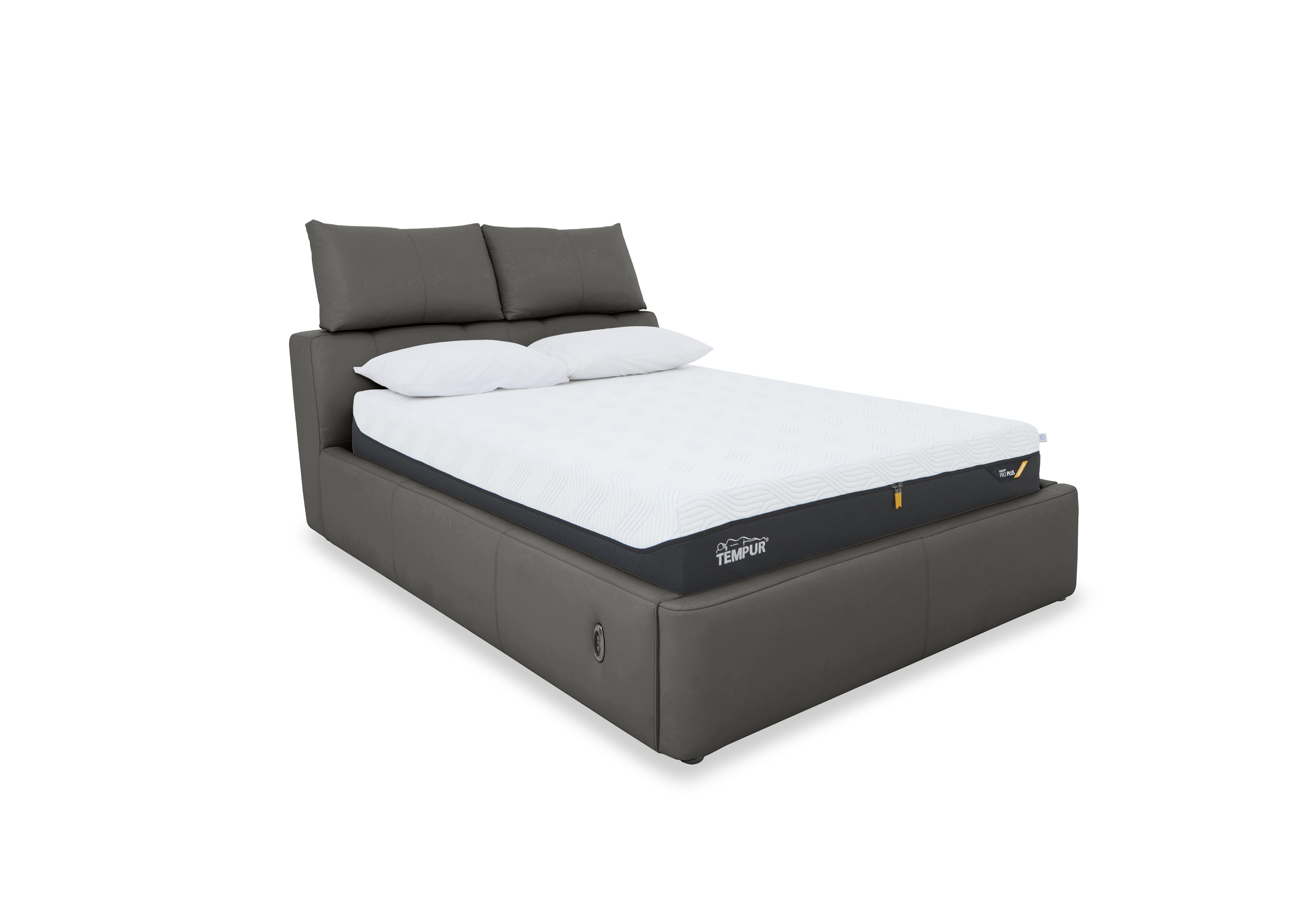 Tyrell Leather Electric Ottoman Bed Frame in Nc-088e Charcoal Grey on Furniture Village