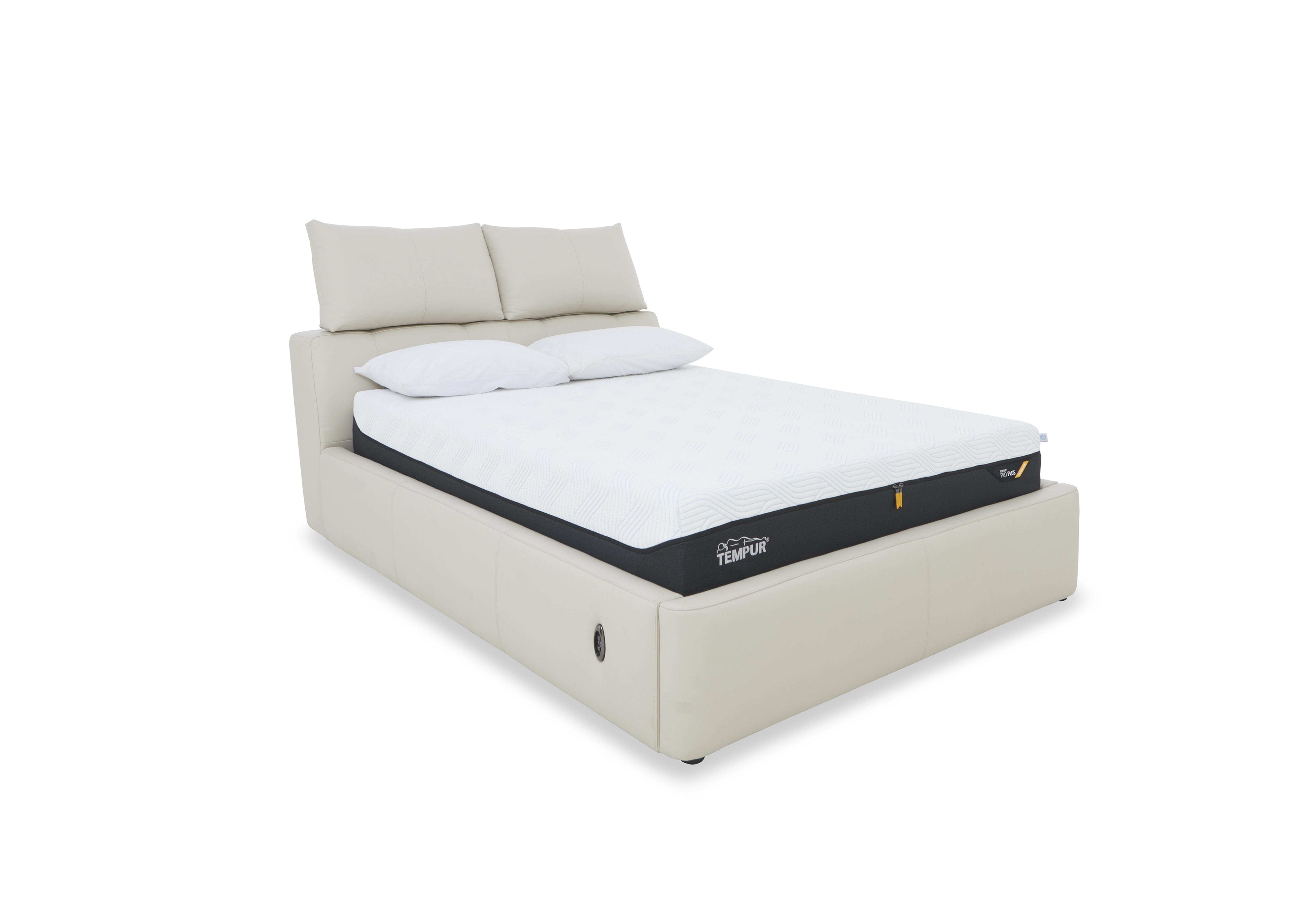 Tyrell Leather Electric Ottoman Bed Frame in Nw-521e Frost on Furniture Village