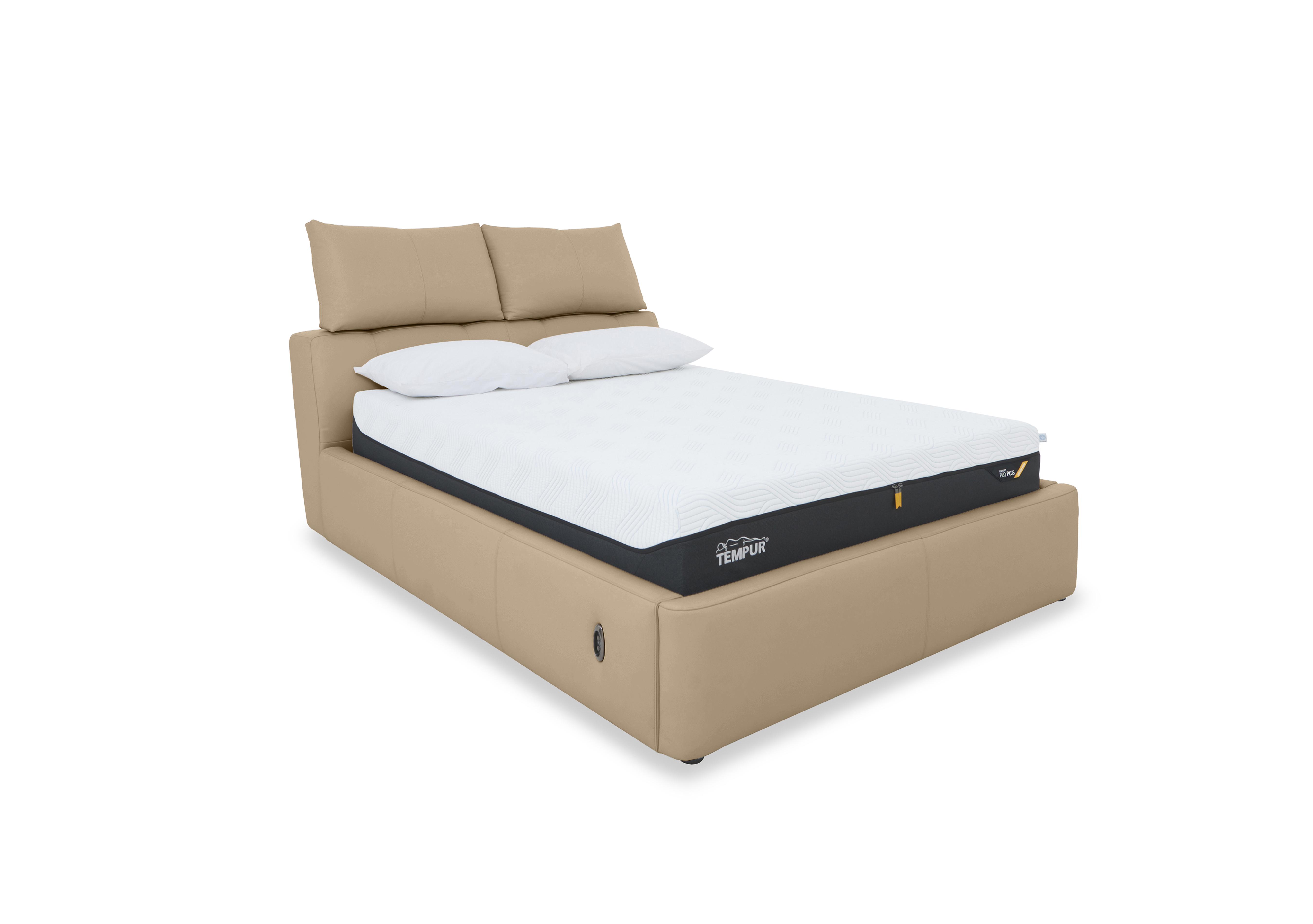 Tyrell Leather Electric Ottoman Bed Frame in Nw-8475 Nude on Furniture Village