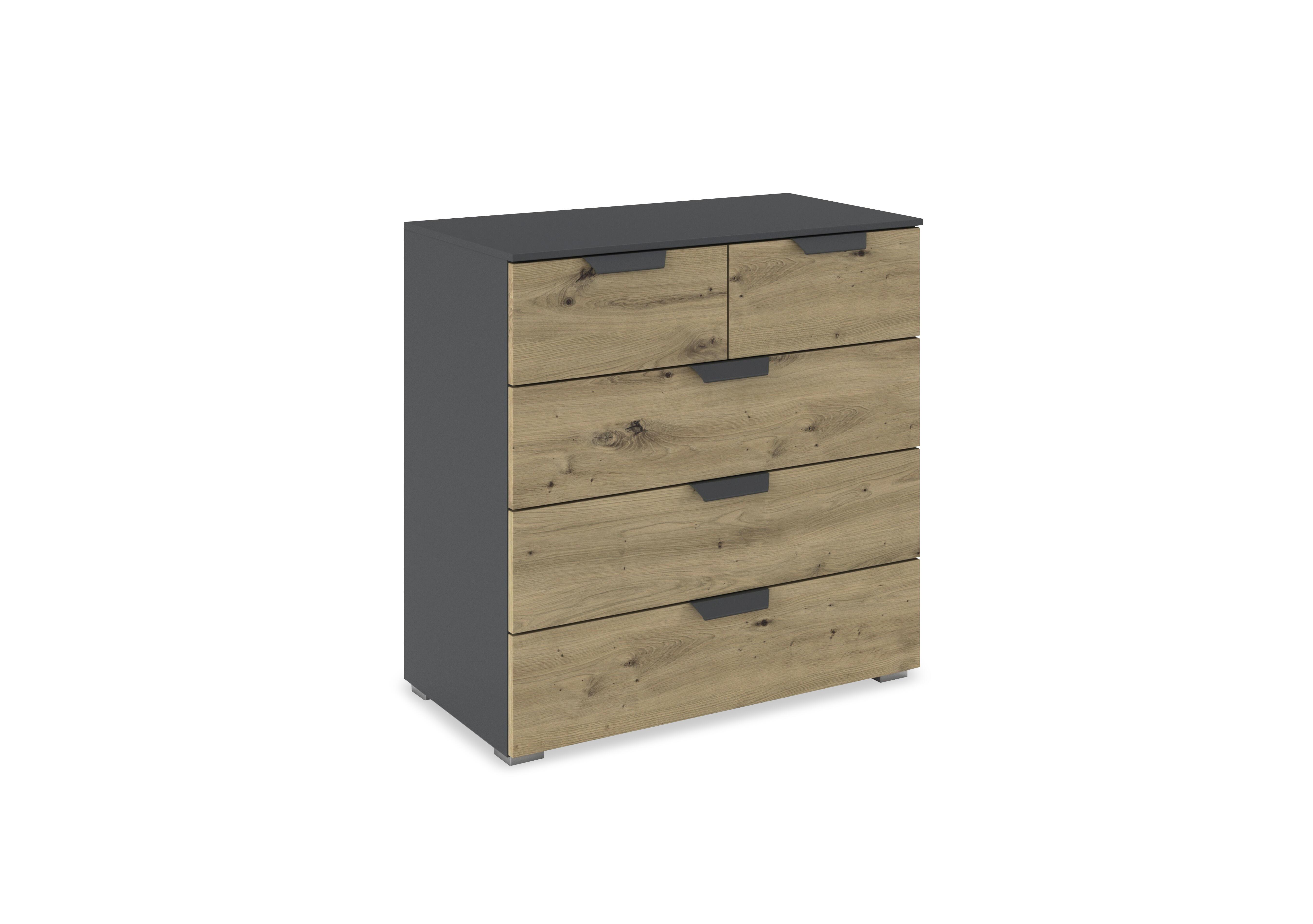 Leon 2+3 Drawer Chest of Drawers in Ac20w Grey Carc-Art Oak Front on Furniture Village