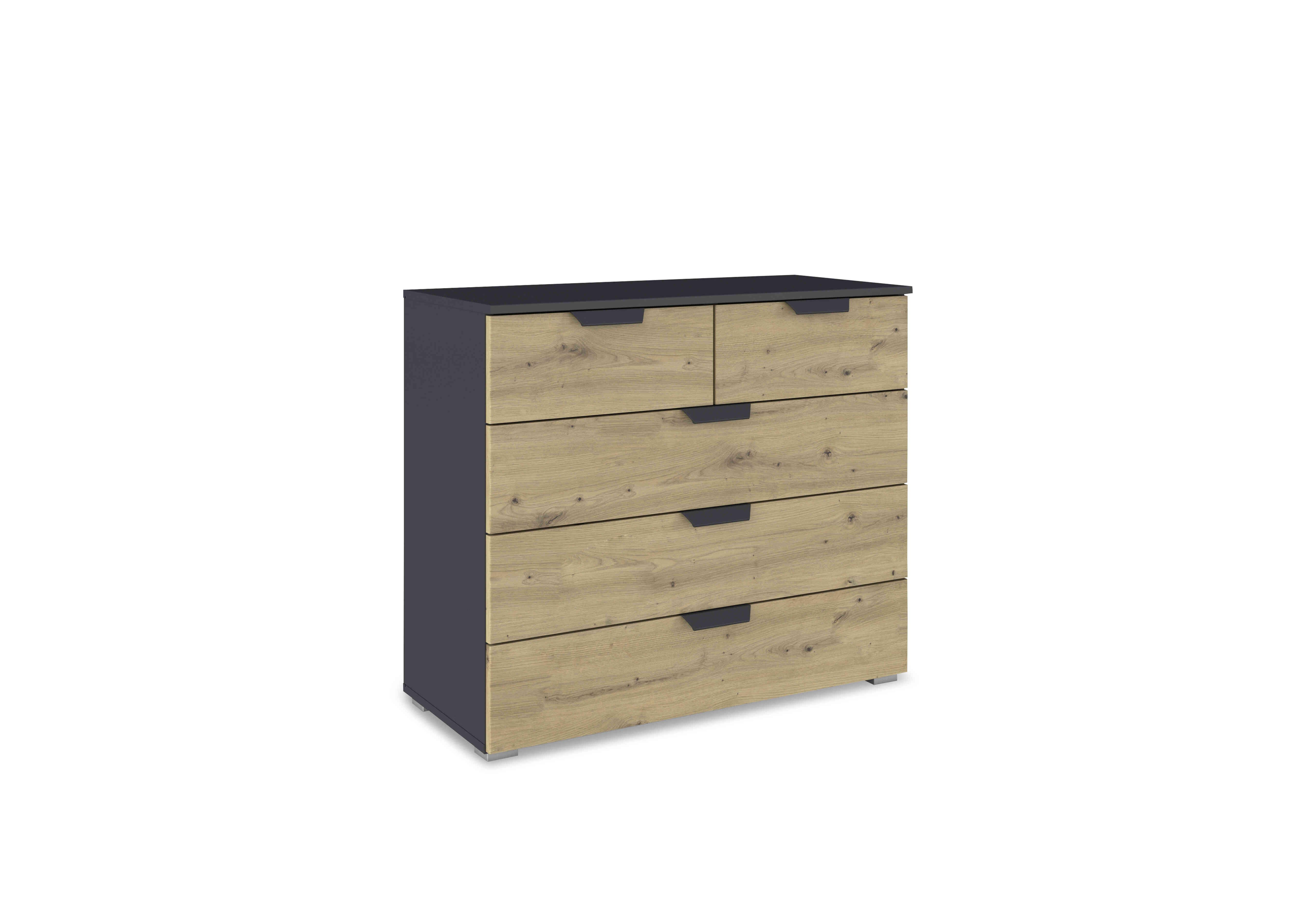 Leon 2+3 Drawer Chest of Drawers in Ad67w Ar Oak Drs-Grey Carcase on Furniture Village