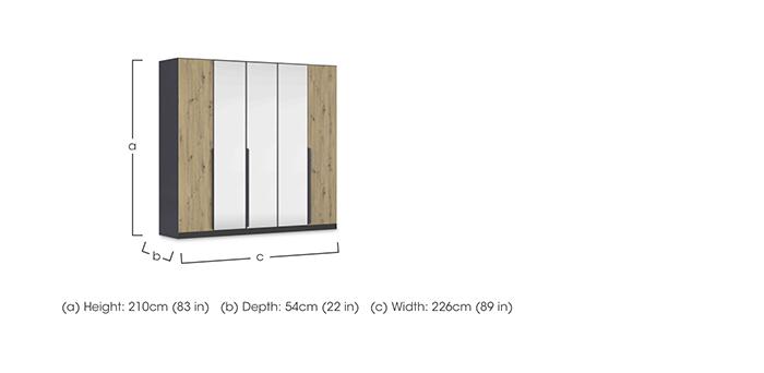 Leon 226cm 5 Door Hinged Décor Wardrobe with Mirror Doors in  on Furniture Village