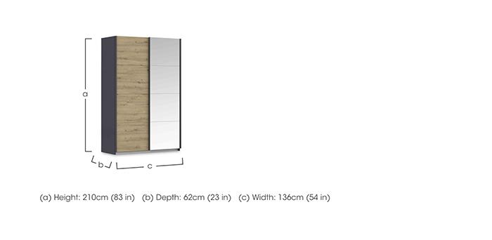 Leon 136cm 2 Door Sliding Decor Wardrobe with Mirror Door in  on Furniture Village