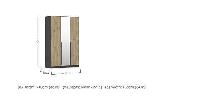 Leon 136cm 3 Door Hinged Décor Wardrobe with Mirror Door in  on Furniture Village