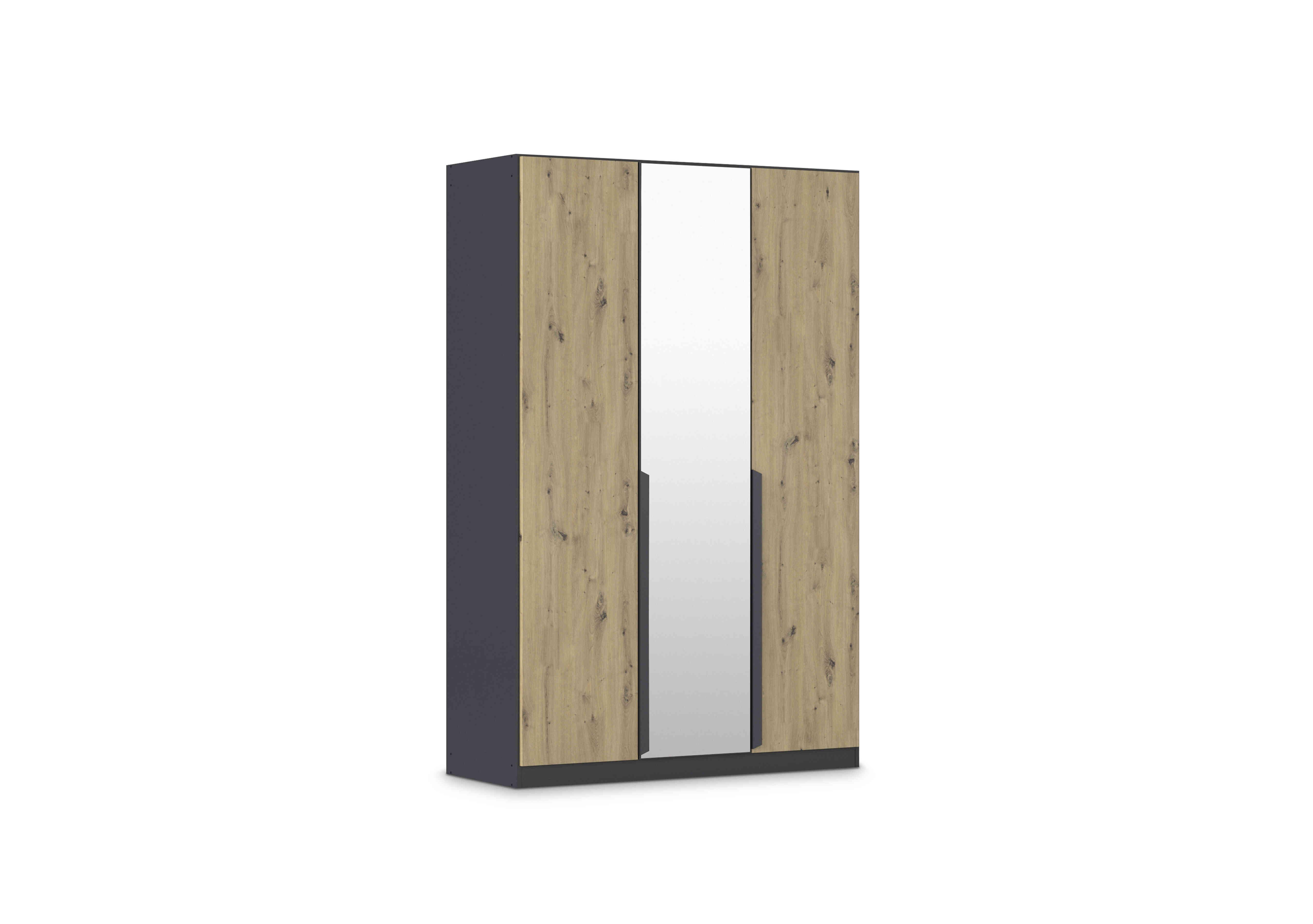 Leon 136cm 3 Door Hinged Décor Wardrobe with Mirror Door in Ag730 Artisan Oak-Mirror on Furniture Village