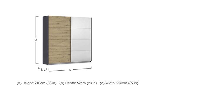 Leon 226cm 2 Door Sliding Decor Wardrobe with Mirror Door in  on Furniture Village
