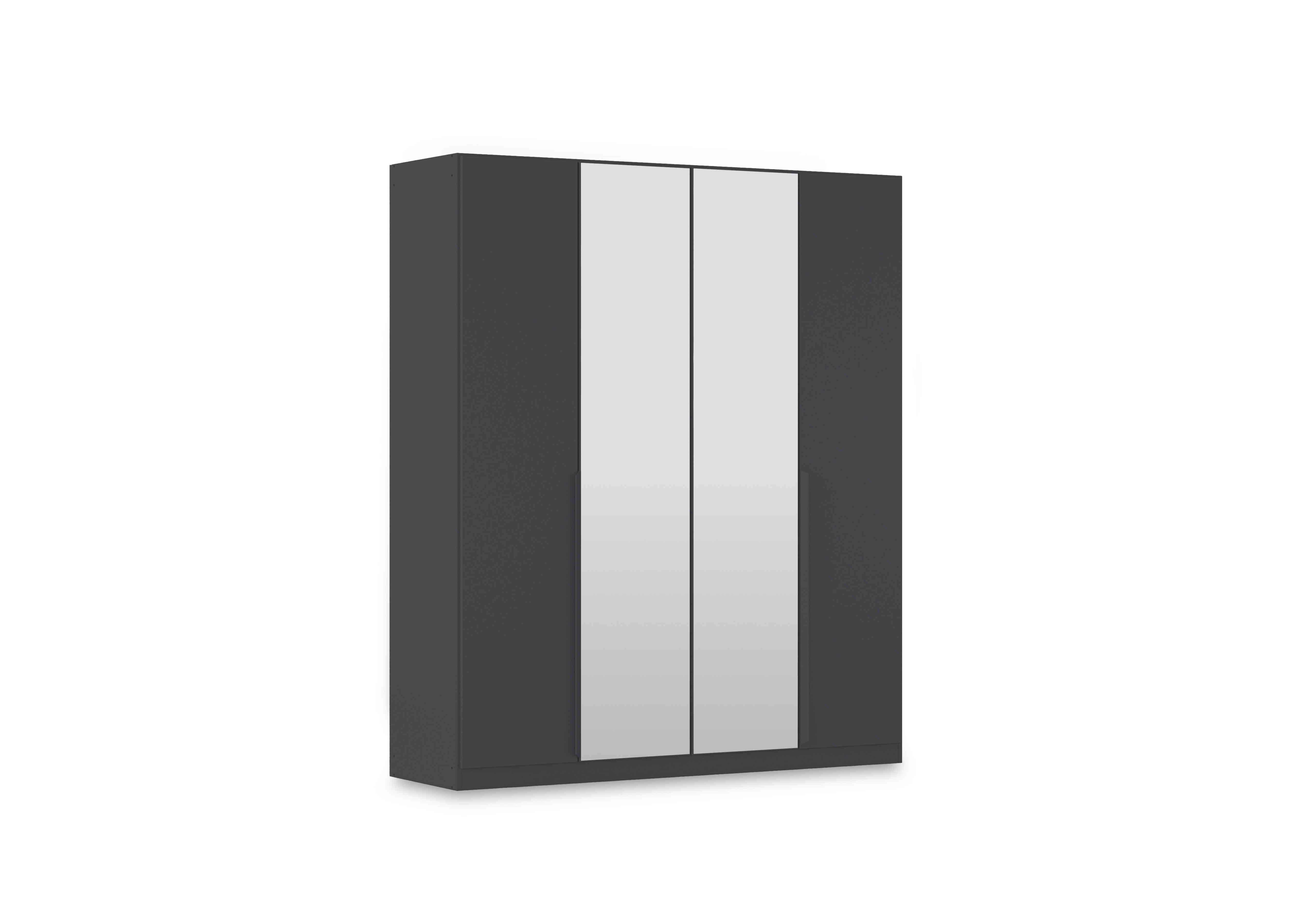 Leon 181cm 4 Door Hinged Décor Wardrobe with Mirror Doors in Met Grey A782b Met Gry Dec Mir on Furniture Village