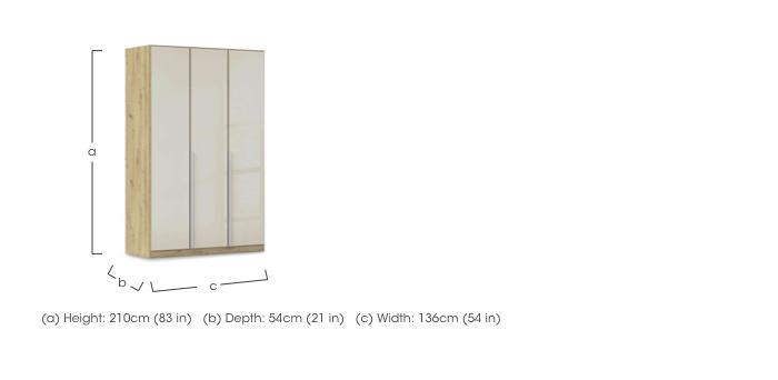 Freja 136cm 3 Door Hinged Glass Wardrobe in  on Furniture Village