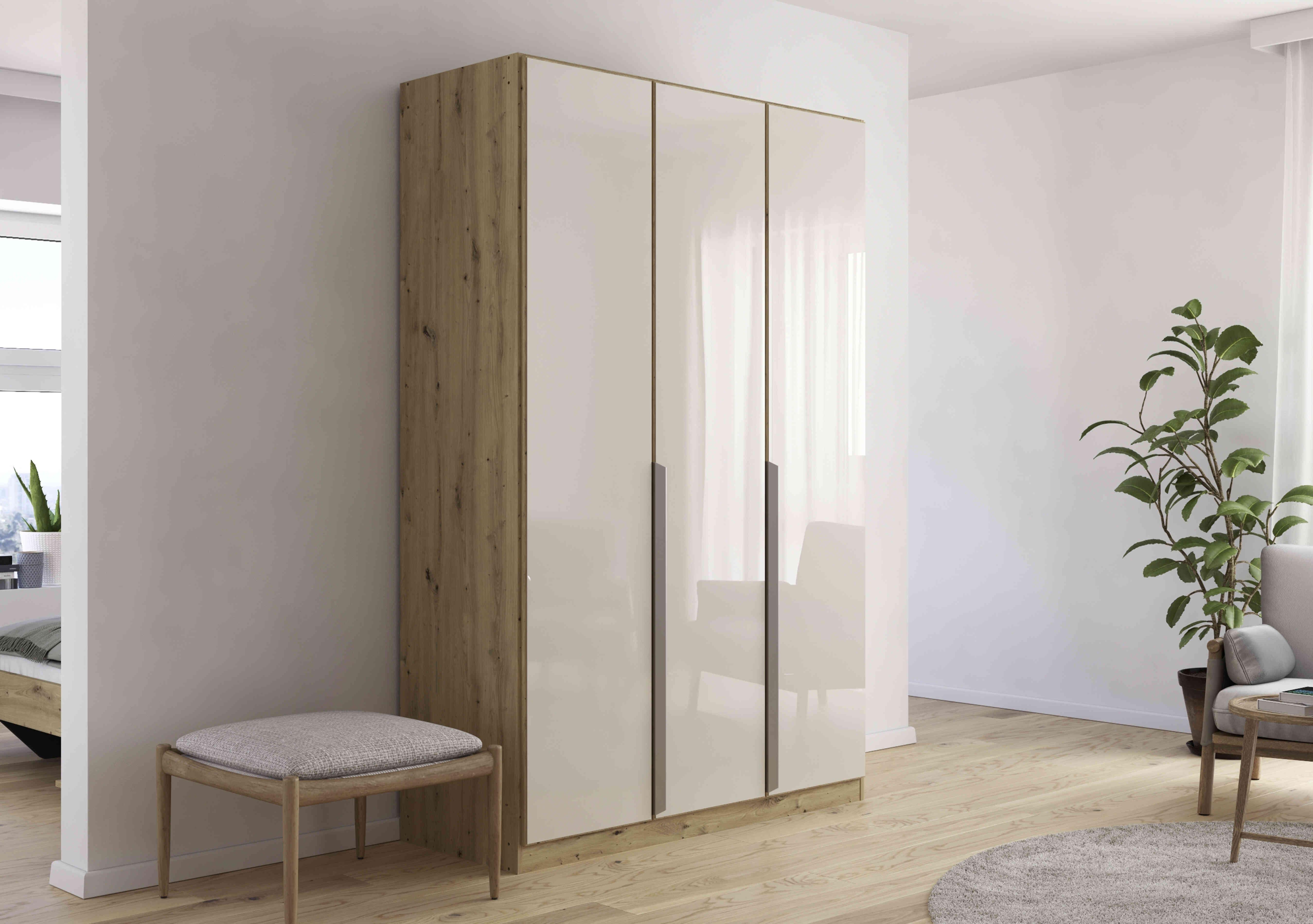 Freja 136cm 3 Door Hinged Glass Wardrobe in  on Furniture Village