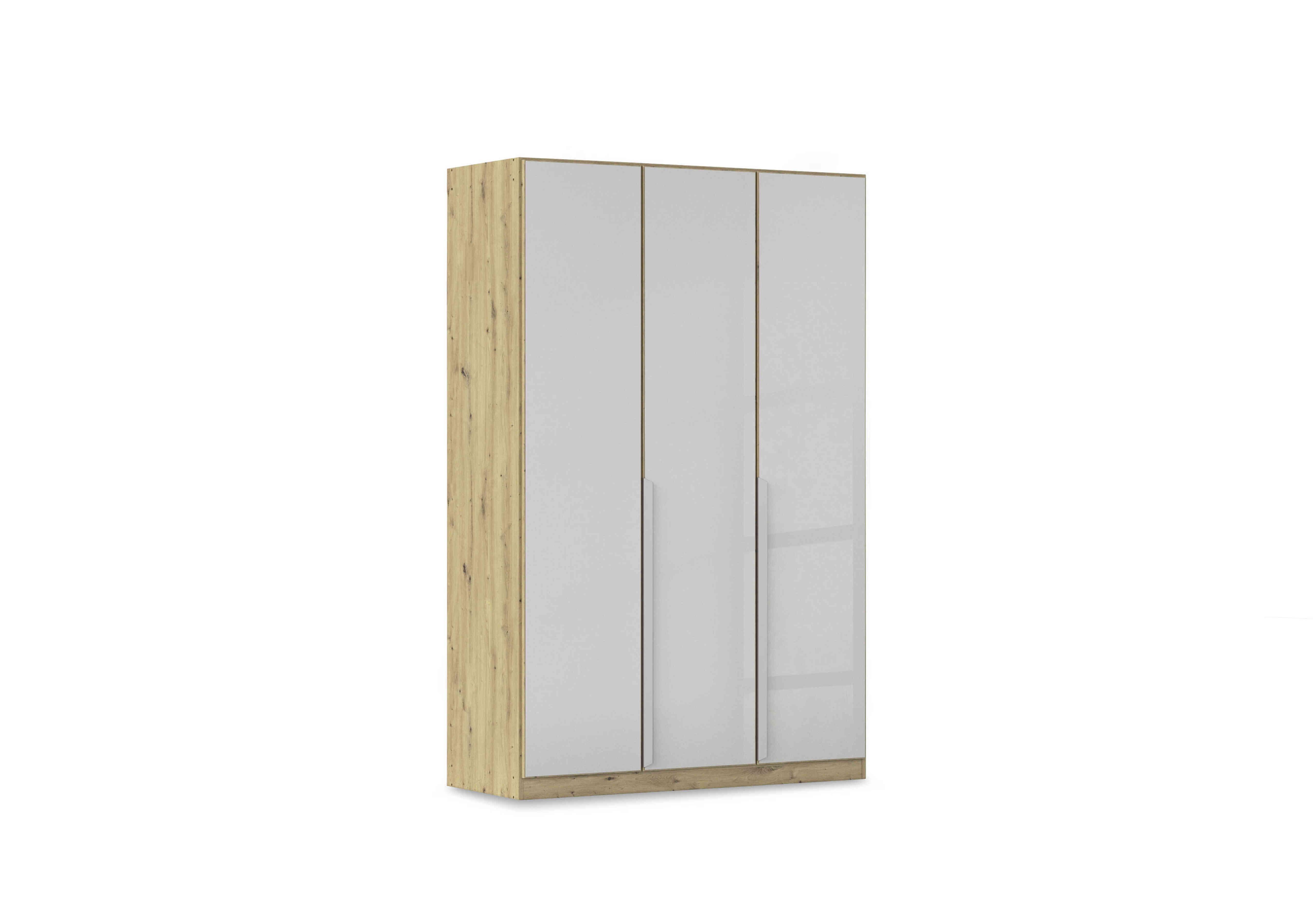 Freja 136cm 3 Door Hinged Glass Wardrobe in Ag735 Silk Grey Glass on Furniture Village