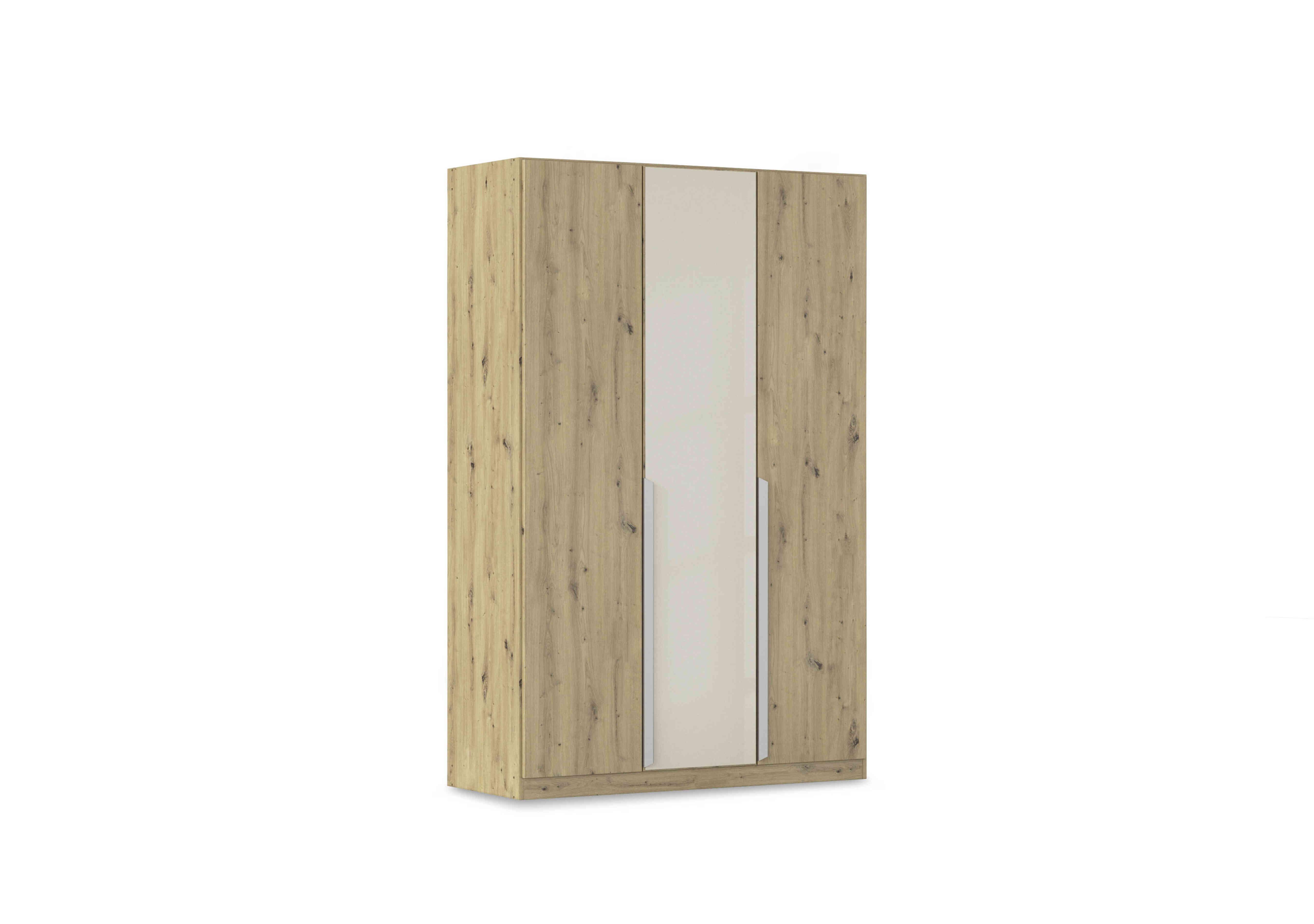 Freja 136cm 3 Door Hinged Decor Wardrobe With Glass Door in Ag732 Artisan Oak/Champgn Gls on Furniture Village