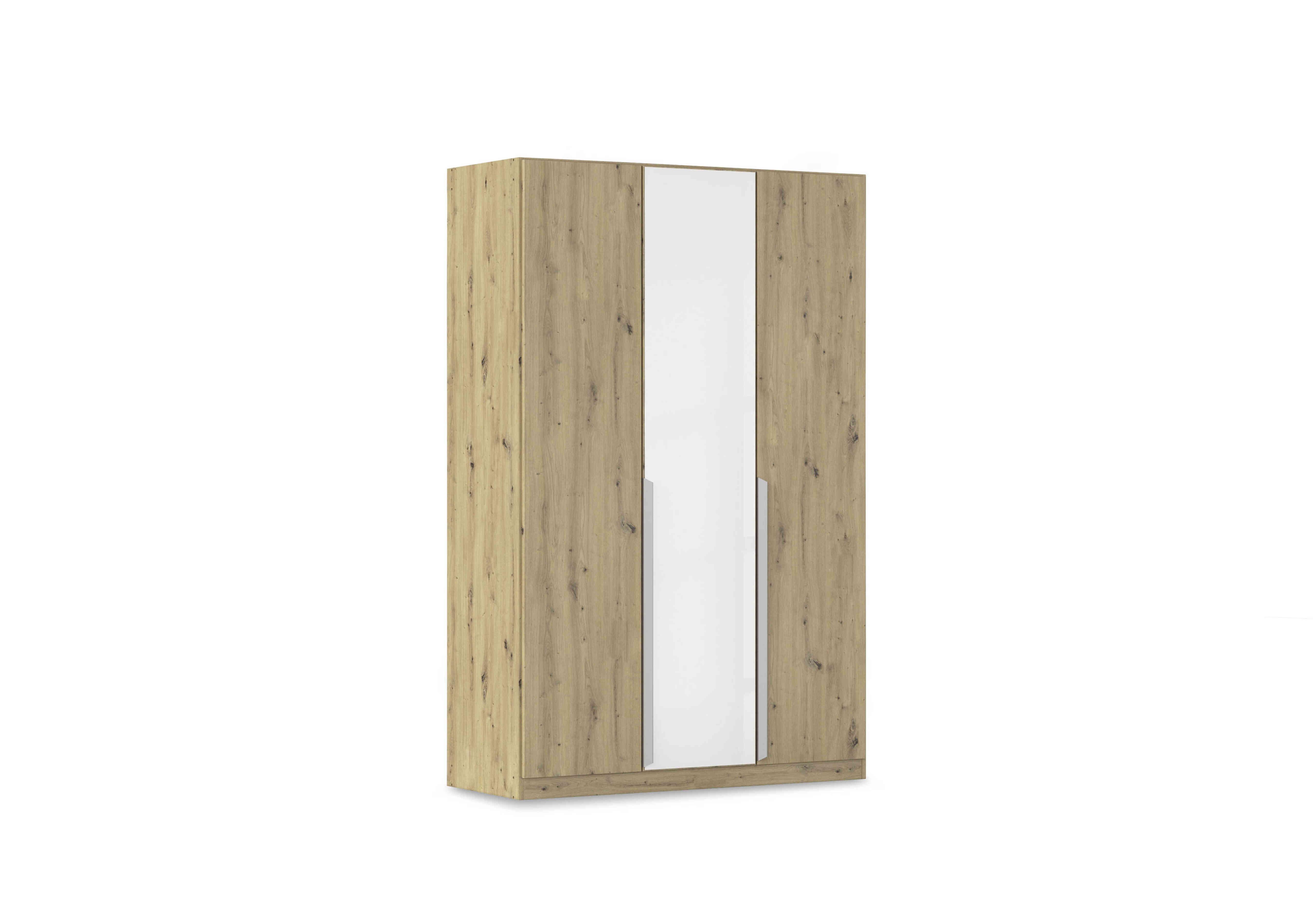 Freja 136cm 3 Door Hinged Decor Wardrobe With Glass Door in Ag734 Artisan Oak/White Gls on Furniture Village