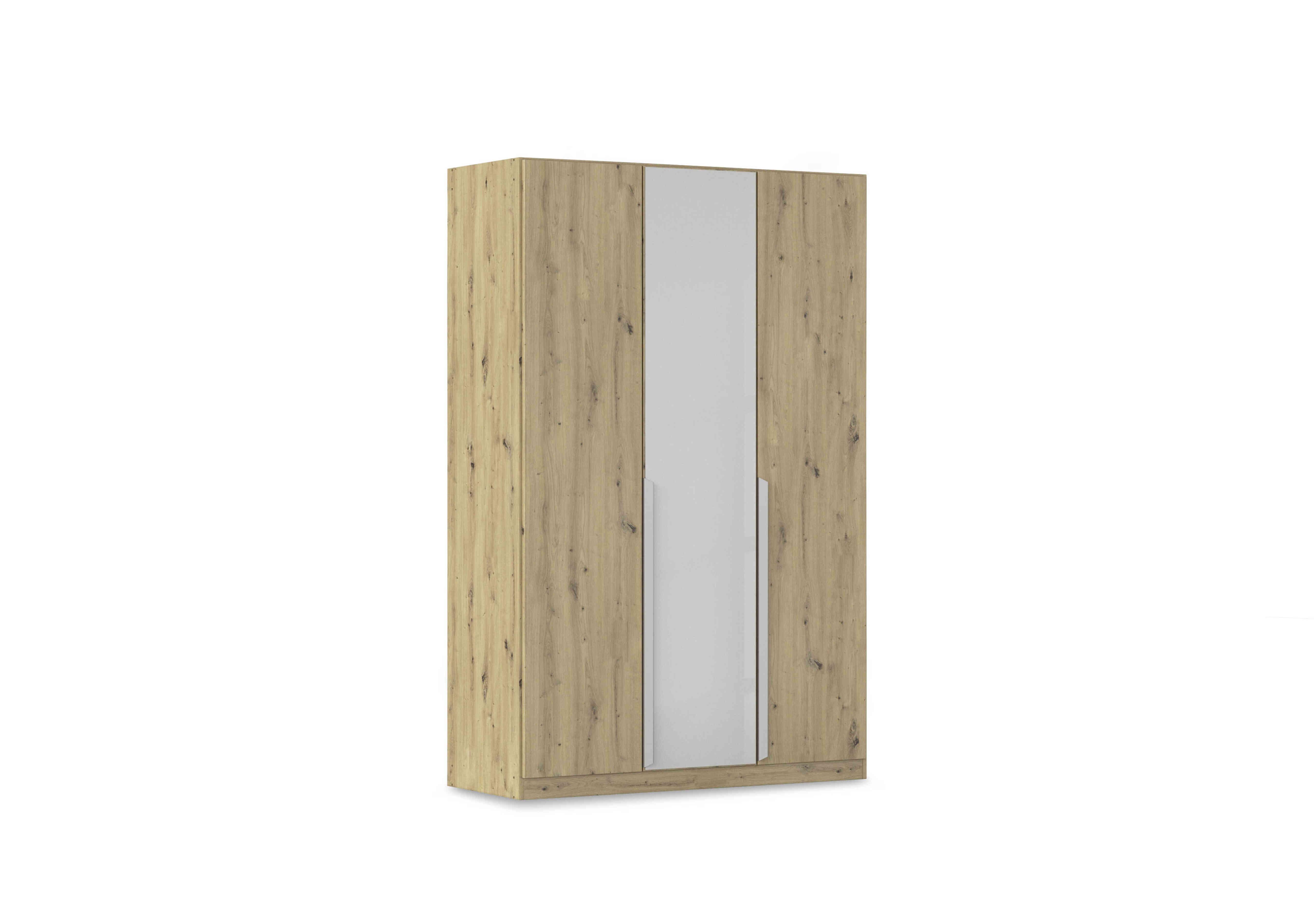 Freja 136cm 3 Door Hinged Decor Wardrobe With Glass Door in Ag736 Artisan Oak/Silk Grey Gl on Furniture Village