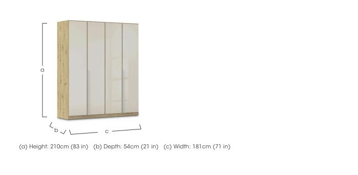 Freja 181cm 4 Door Hinged Glass Wardrobe in  on Furniture Village