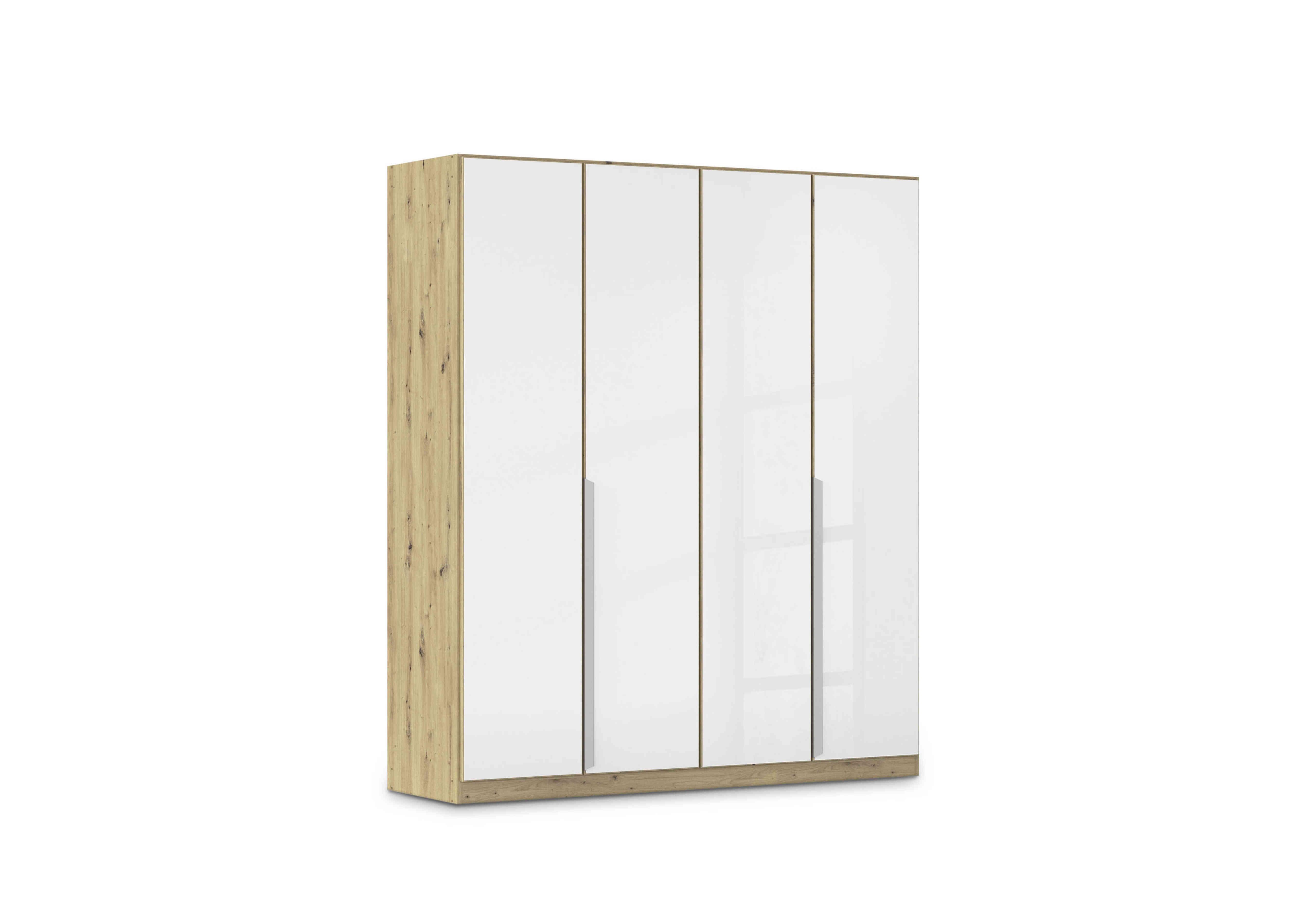Freja 181cm 4 Door Hinged Glass Wardrobe in Ag733 White Glass on Furniture Village