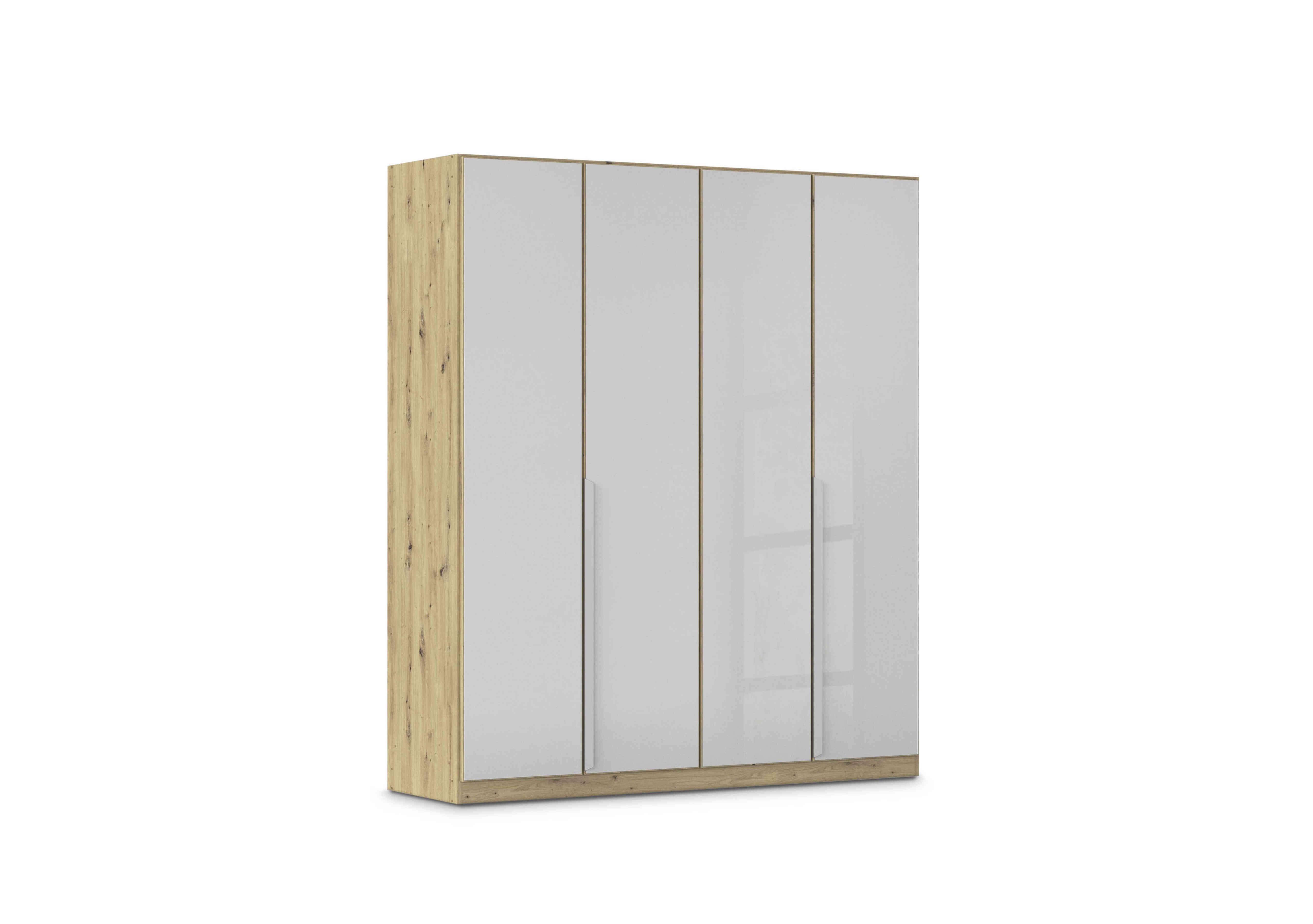 Freja 181cm 4 Door Hinged Glass Wardrobe in Ag735 Silk Grey Glass on Furniture Village