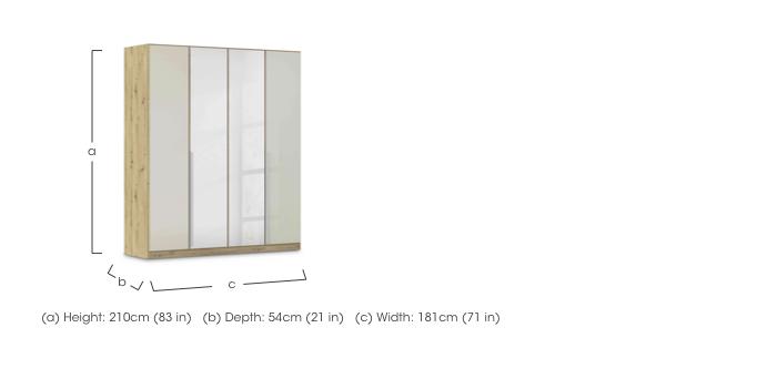 Freja 181cm 4 Door Hinged Glass Wardrobe With Mirror Doors in  on Furniture Village