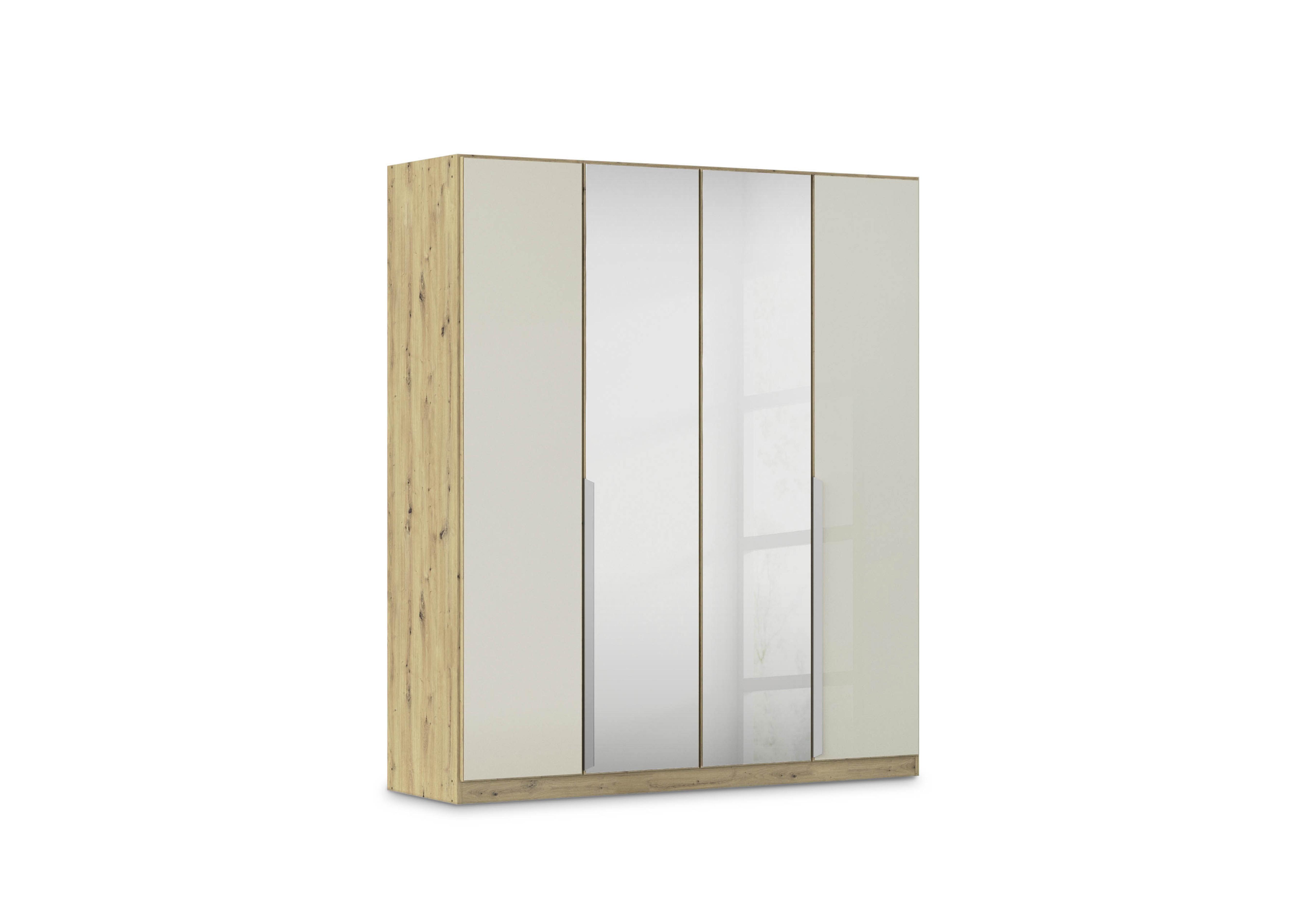 Freja 181cm 4 Door Hinged Glass Wardrobe With Mirror Doors in Ag732 Champagne Glass on Furniture Village