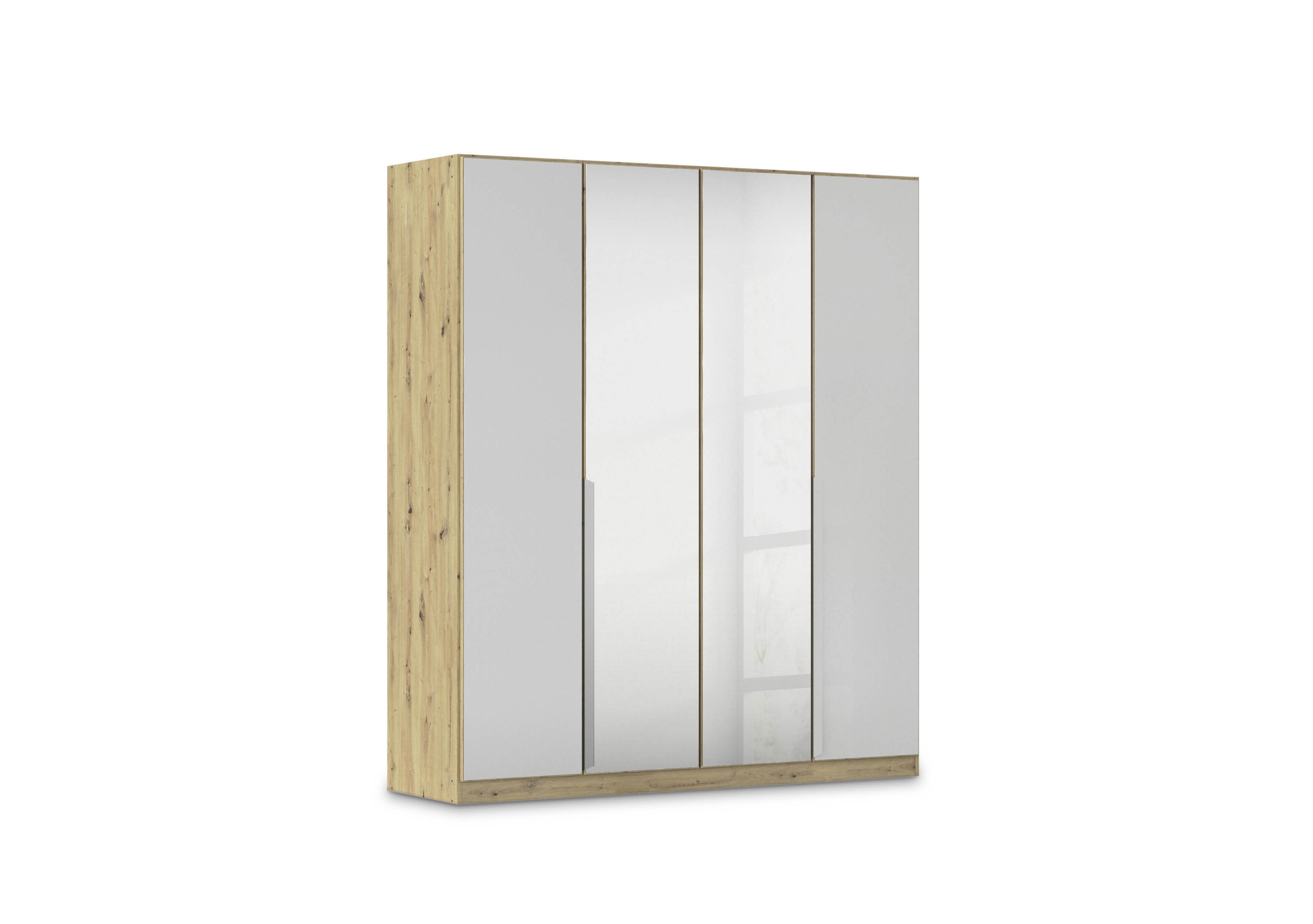 Freja 181cm 4 Door Hinged Glass Wardrobe With Mirror Doors in Ag735 Silk Grey Glass on Furniture Village