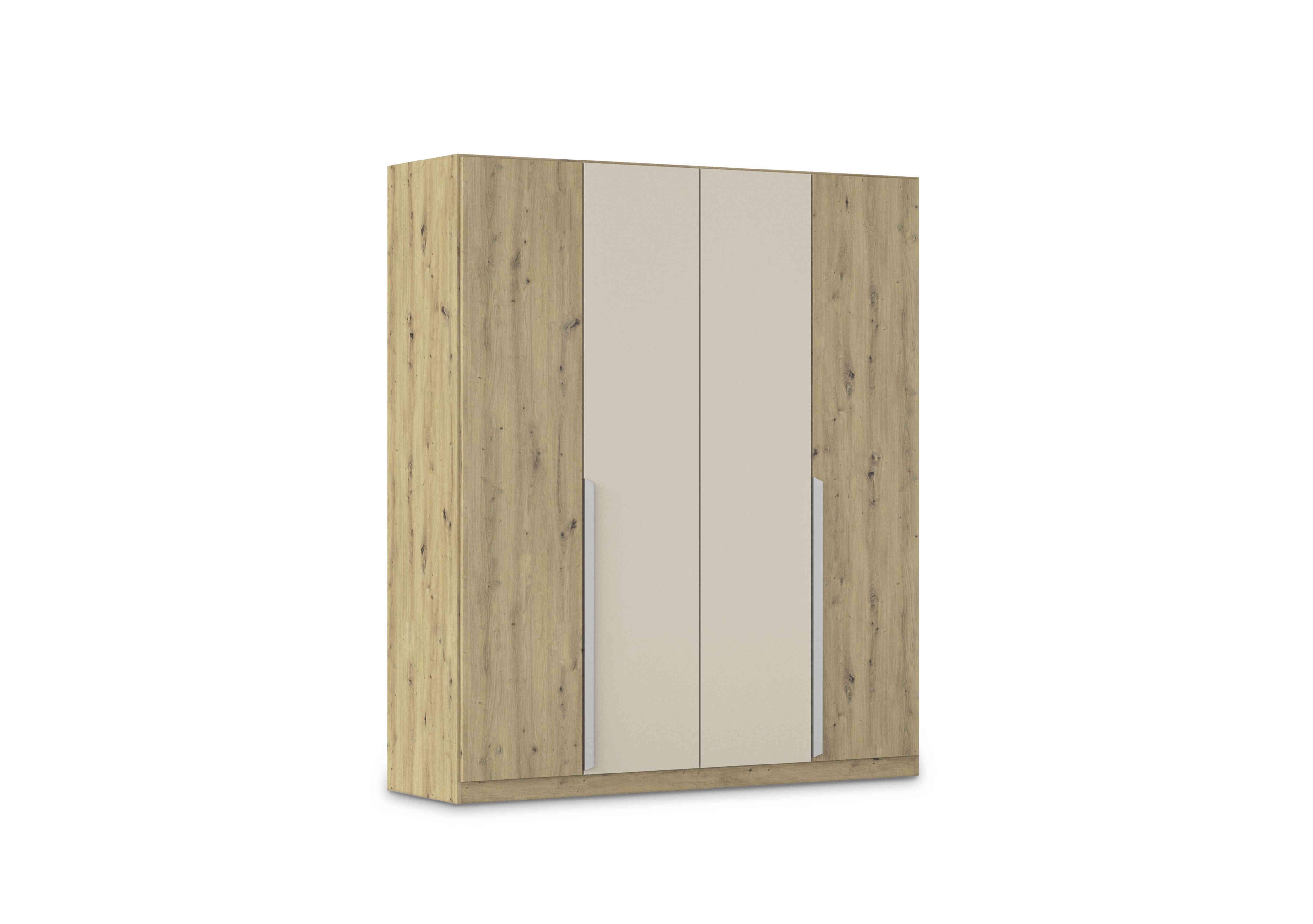 Freja 181cm 4 Door Hinged Two Toned Wardrobe in Ag738 Artisan Oak / Champagne on Furniture Village