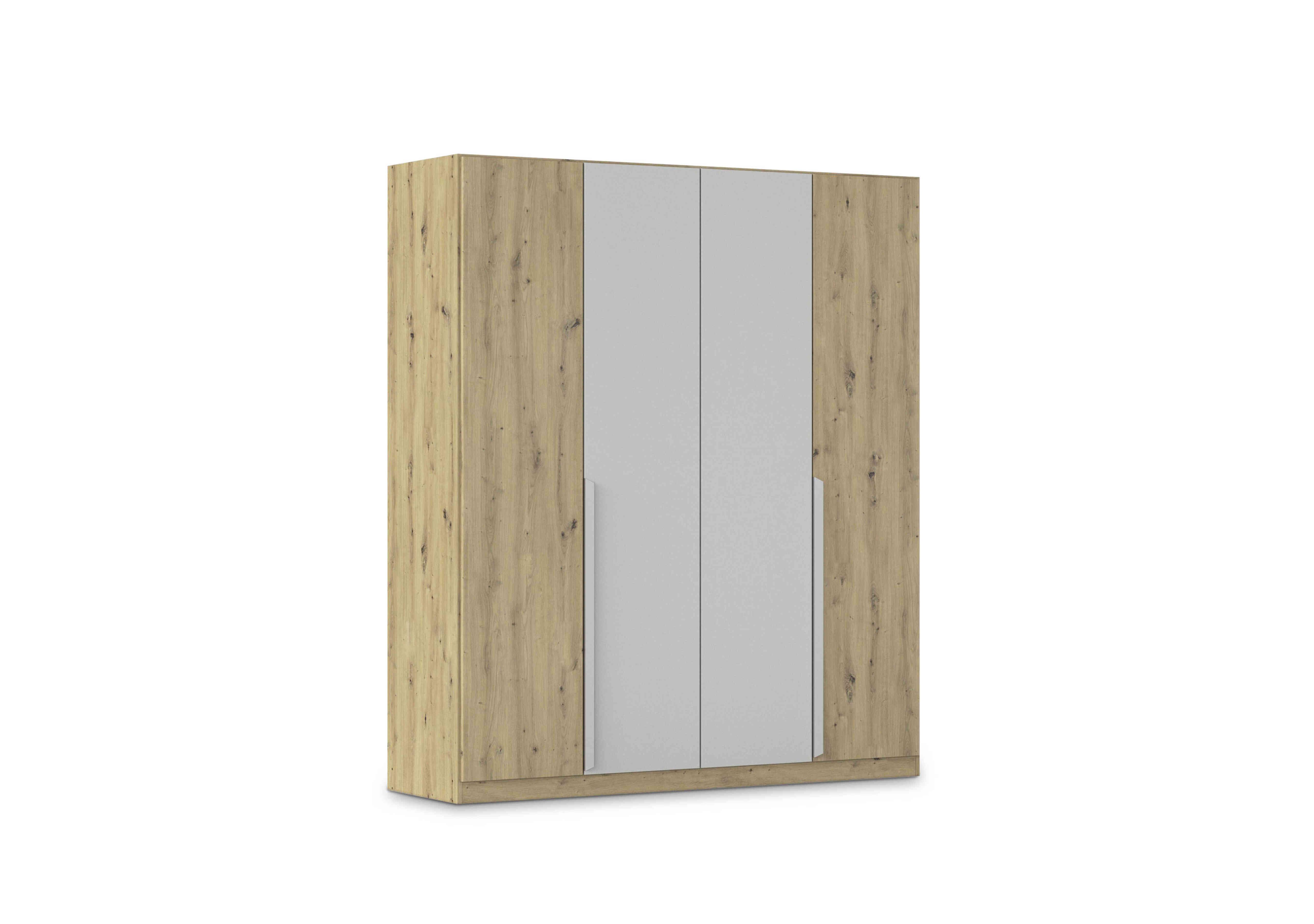 Freja 181cm 4 Door Hinged Two Toned Wardrobe in Ag745 Artisan Oak/ Silk Grey on Furniture Village
