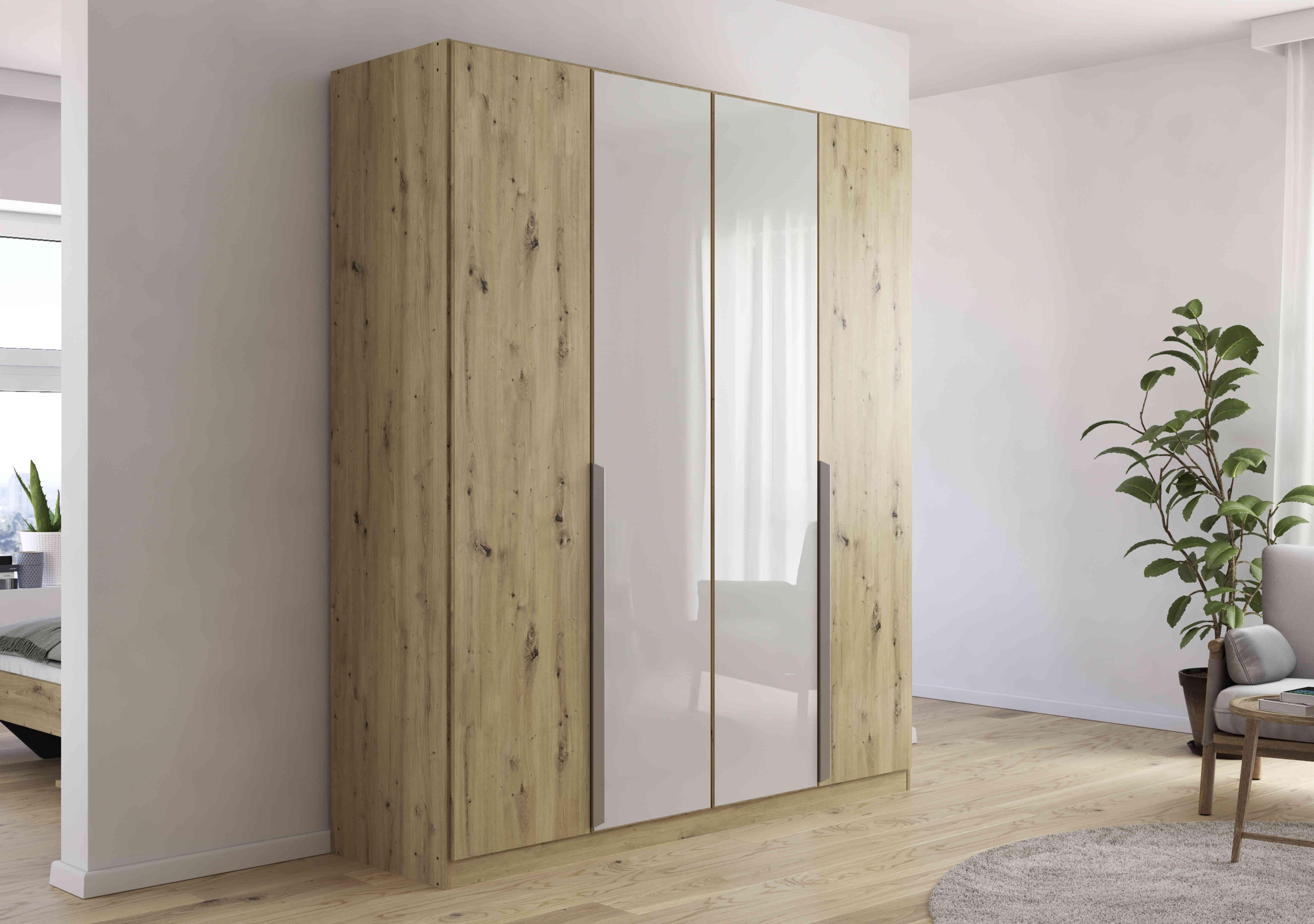 Freja 181cm 4 Door Hinged Decor Wardrobe With Glass Doors in  on Furniture Village
