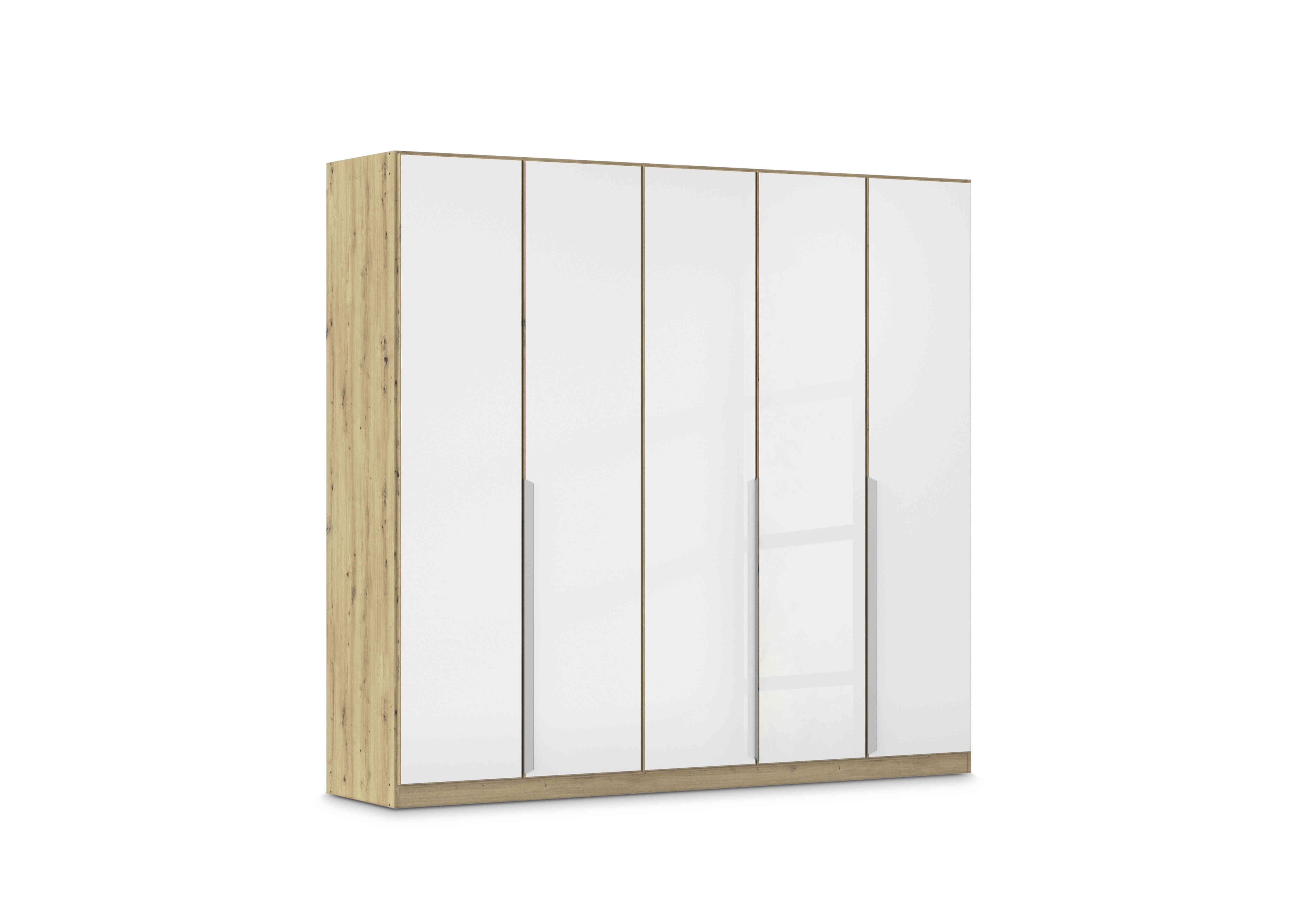 Freja 226cm 5 Door Hinged Glass Wardrobe in Ag733 White Glass on Furniture Village