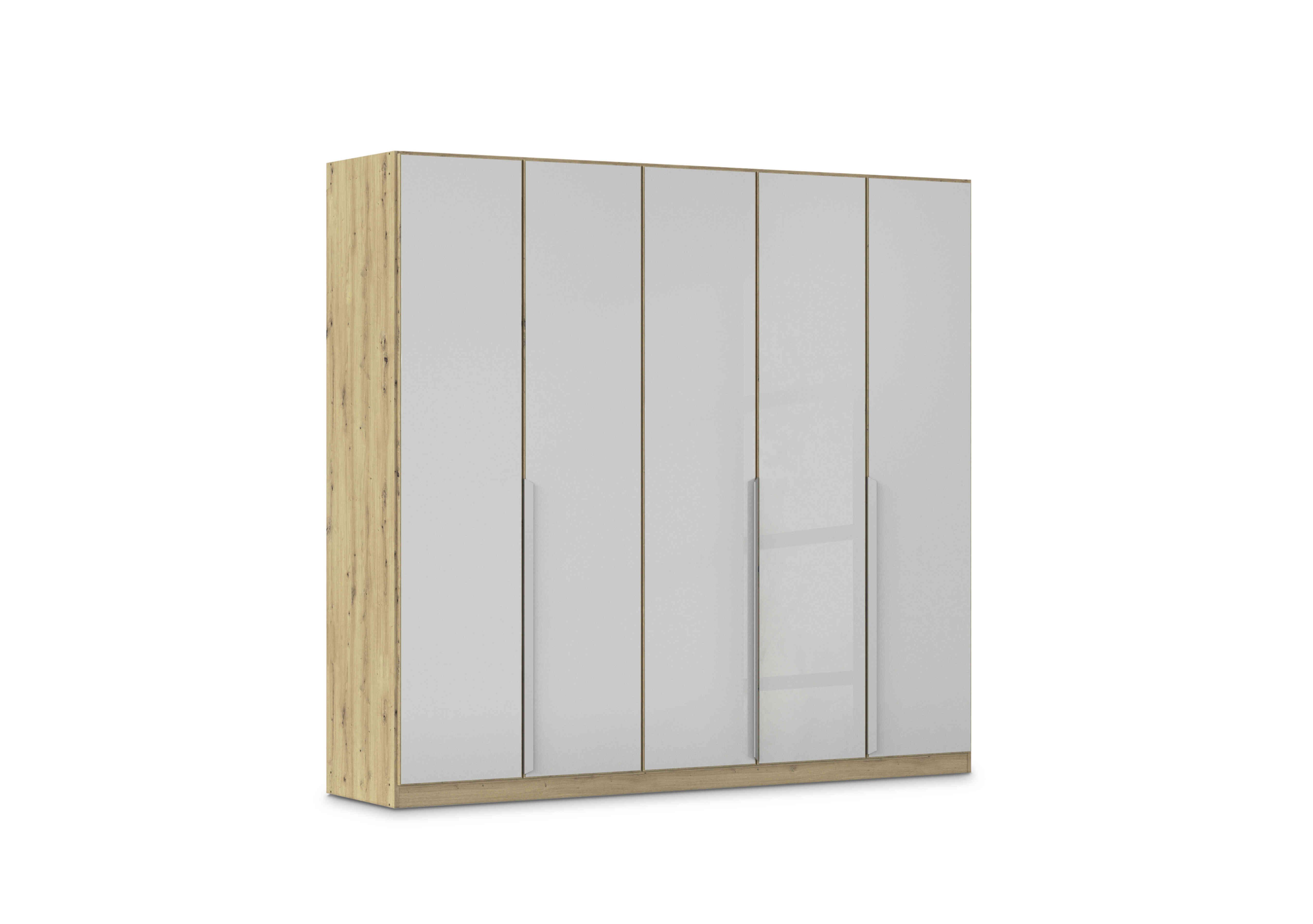 Freja 226cm 5 Door Hinged Glass Wardrobe in Ag735 Silk Grey Glass on Furniture Village